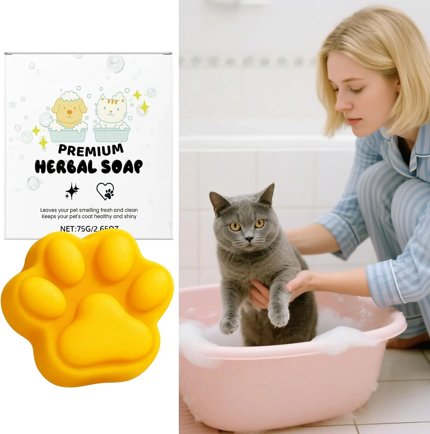 صابون حمام سگ، صابون شامپو حیوانات خانگی طبیعی - نرم کننده ملایم و ماندگار برای حمام توله سگ، بچه گربه، نظافت خانگی، ریزش مو، مراقبت از پوست حیوانات خانگی