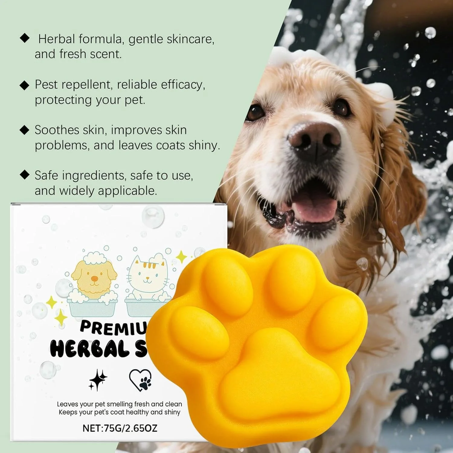 صابون حمام سگ، صابون شامپو حیوانات خانگی طبیعی - نرم کننده ملایم و ماندگار برای حمام توله سگ، بچه گربه، نظافت خانگی، ریزش مو، مراقبت از پوست حیوانات خانگی