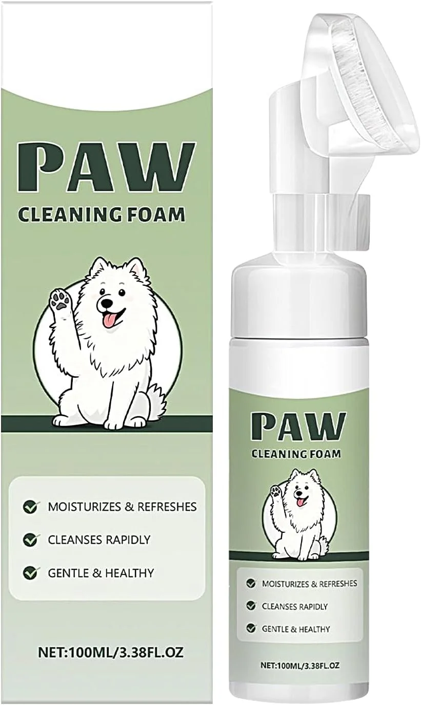 تمیز کننده پای سگ | تمیز کننده فوم دار با برس سیلیکونی - بطری فوم تمیز کننده پنجه گربه 100 میلی لیتری، برای توله سگ و بچه گربه های کوچک، متوسط و بزرگ، مسافرت، پیاده روی در فضای باز، حمام