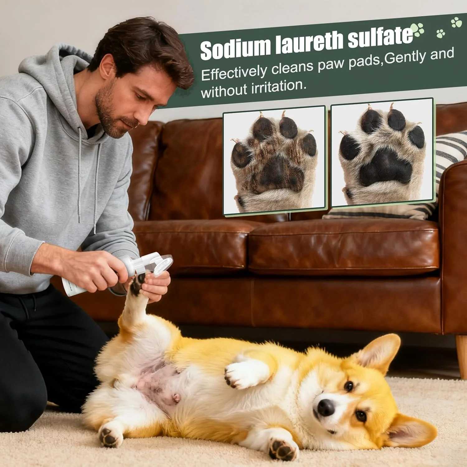 تمیز کننده پنجه سگ | لوازم حیوانات خانگی فوم طبیعی - فوم پنجه توله سگ 100 میلی لیتری با برس | برای پیاده روی، حمام، مسافرت، فضای باز توله سگ، بچه گربه، نژاد کوچک، متوسط و بزرگ