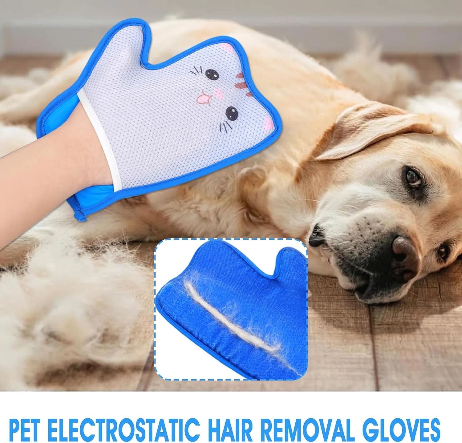 دستکش های حذف موی حیوانات خانگی | دستکش موی گربه با طرح کارتونی - ابزار تمیز کننده برس ضد الکتریسیته ساکن قابل استفاده مجدد برای مبل فرش کف تخت خواب پتو مبل فضای داخلی