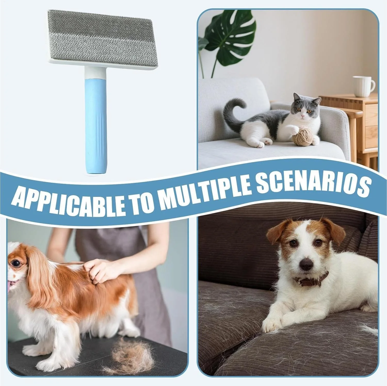 از بین برنده موی حیوانات خانگی - ابزار تمیز کننده قابل حمل با دسته جداشدنی | برس از بین برنده پرز، برای مبلمان سگ و گربه، مبل، فرش، پتو، پرده، بالش