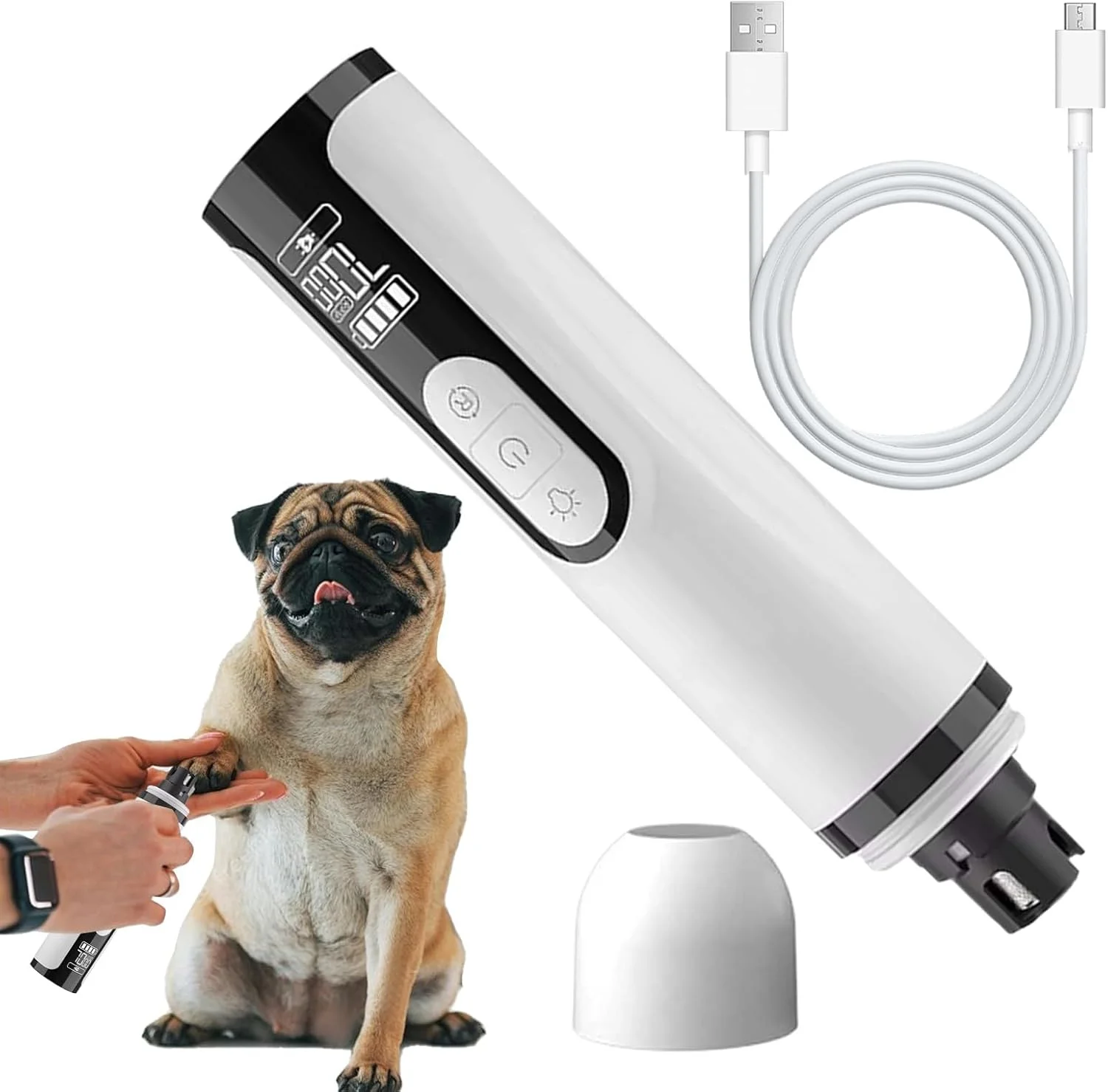 سوهان ناخن حیوانات خانگی 3 سرعته - ابزار اصلاح و صاف کننده پنجه حیوانات خانگی بدون درد | دستگاه مانیکور بی سیم و بی صدا برای سگ گربه بچه گربه اصلاح ناخن انگشت پا در خانه