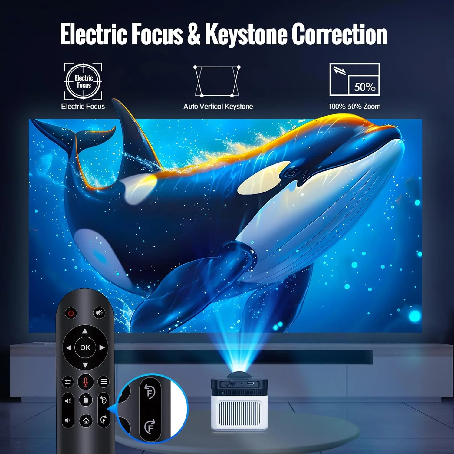 پروژکتور هوشمند اندروید HY450 با کیفیت 1080P و 4K، پروژکتور با تنظیم خودکار، WiFi6، فوکوس الکتریکی 700ANSI، پروژکتور فوق العاده کوتاه برد، حافظه 2+32 گیگابایت، پروژکتور ویدئویی اتوماتیک قابل حمل برای فضای باز پروژکتور هوشمند اندروید HY450 با کیفیت 1080P و 4K، پروژکتور با تنظیم خودکار، WiFi6، فوکوس الکتریکی 700ANSI، پروژکتور فوق العاده کوتاه برد، حافظه 2+32 گیگابایت، پروژکتور ویدئویی اتوماتیک قابل حمل برای فضای باز