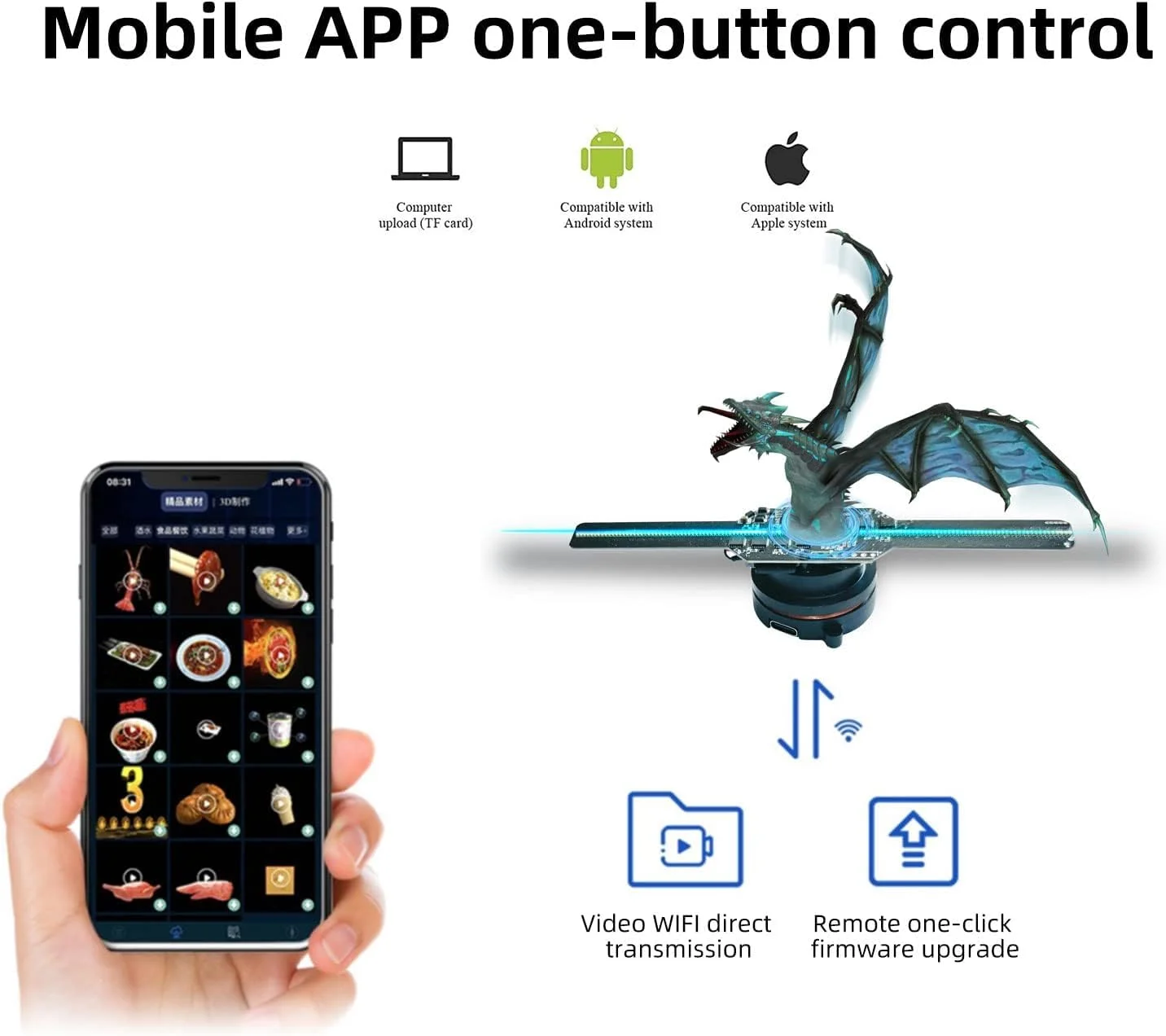 فن هولوگرام سه بعدی، پروژکتور نمایشگر هولوگرافی 5.5 اینچی، نمایشگر LED وای فای، پروژکتور هولوگرام نمایشگاهی، فن هولوگرافی کنترل شده با اپلیکیشن، نمایشگر تعاملی نمایشگاهی با 128 مهره LED فن هولوگرام سه بعدی، پروژکتور نمایشگر هولوگرافی 5.5 اینچی، نمایشگر LED وای فای، پروژکتور هولوگرام نمایشگاهی، فن هولوگرافی کنترل شده با اپلیکیشن، نمایشگر تعاملی نمایشگاهی با 128 مهره LED