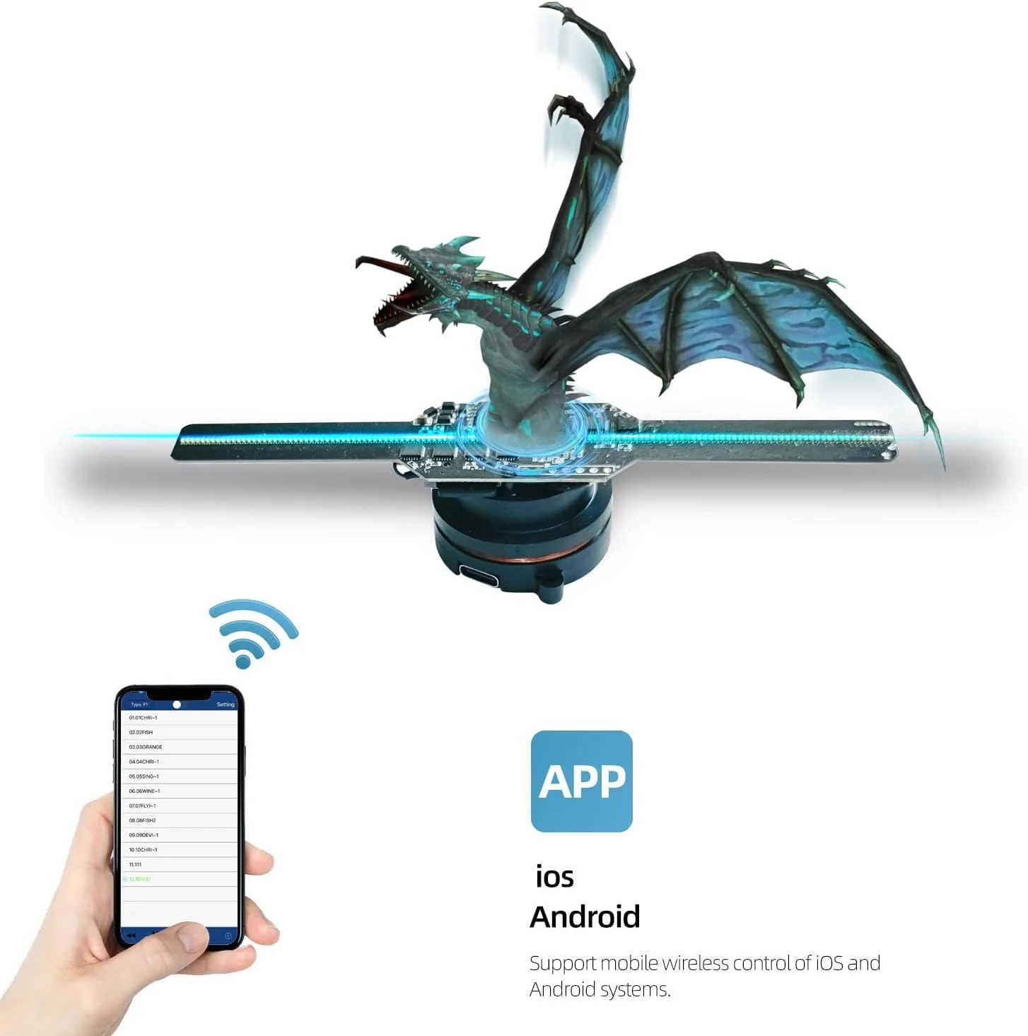 فن هولوگرام سه بعدی، پروژکتور نمایشگر هولوگرافی 5.5 اینچی، نمایشگر LED وای فای، پروژکتور هولوگرام نمایشگاهی، فن هولوگرافی کنترل شده با اپلیکیشن، نمایشگر تعاملی نمایشگاهی با 128 مهره LED فن هولوگرام سه بعدی، پروژکتور نمایشگر هولوگرافی 5.5 اینچی، نمایشگر LED وای فای، پروژکتور هولوگرام نمایشگاهی، فن هولوگرافی کنترل شده با اپلیکیشن، نمایشگر تعاملی نمایشگاهی با 128 مهره LED