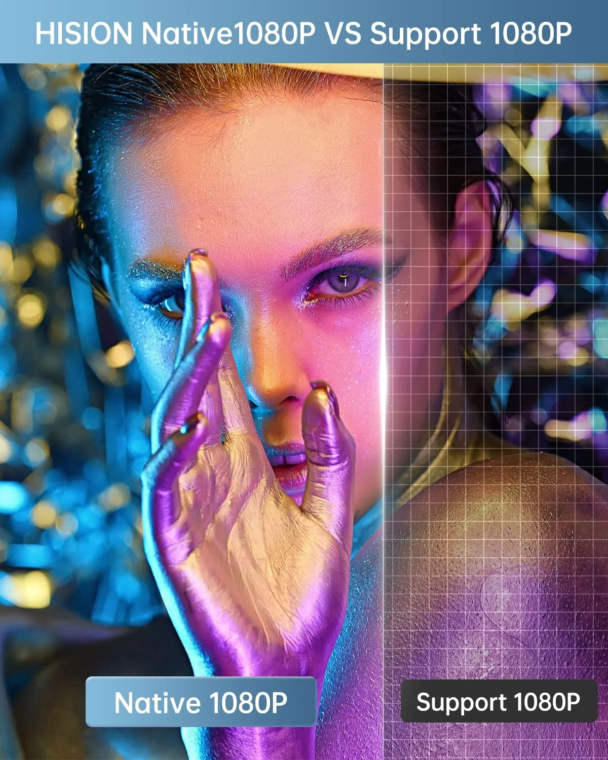 پروژکتور مینی HISION با کیفیت اصلی 1080P، پروژکتور فیلم فضای باز، 8000 لومن، سینمای خانگی قابل حمل با پشتیبانی از کیفیت 4K، سازگار با تی وی استیک، HDMI، VGA، USB، لپ تاپ، DVD، تلفن های هوشمند iOS و Android پروژکتور مینی HISION با کیفیت اصلی 1080P، پروژکتور فیلم فضای باز، 8000 لومن، سینمای خانگی قابل حمل با پشتیبانی از کیفیت 4K، سازگار با تی وی استیک، HDMI، VGA، USB، لپ تاپ، DVD، تلفن های هوشمند iOS و Android