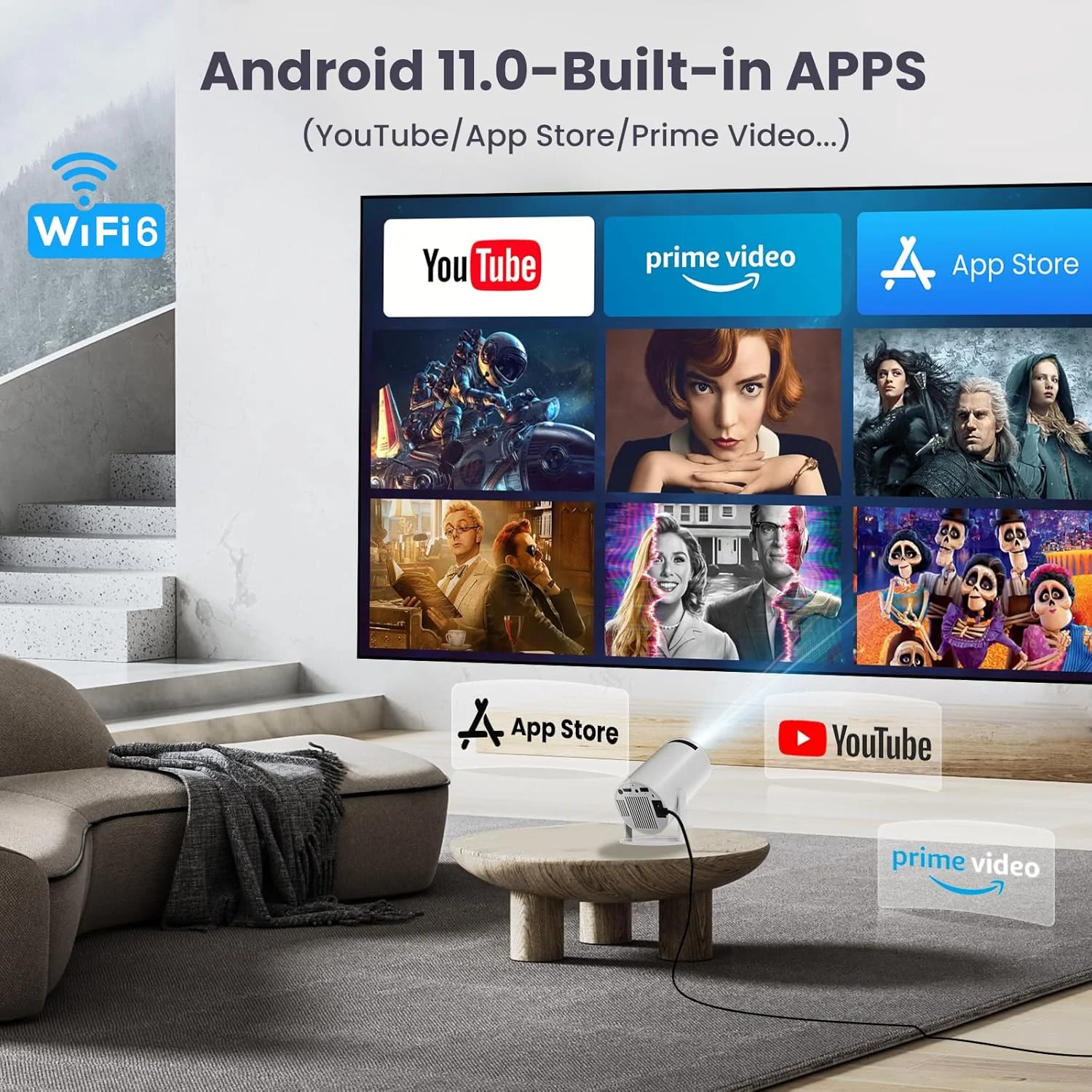 پروژکتور مینی HIPPUS با WiFi و بلوتوث، پروژکتور سقفی با قابلیت تصحیح خودکار کیستون، 350ANSI ارتقا یافته، پروژکتور هوشمند با اندروید 11.0، پروژکتور فیلم قابل حمل کوتاه برد در فضای باز، HY300Pro پروژکتور مینی HIPPUS با WiFi و بلوتوث، پروژکتور سقفی با قابلیت تصحیح خودکار کیستون، 350ANSI ارتقا یافته، پروژکتور هوشمند با اندروید 11.0، پروژکتور فیلم قابل حمل کوتاه برد در فضای باز، HY300Pro