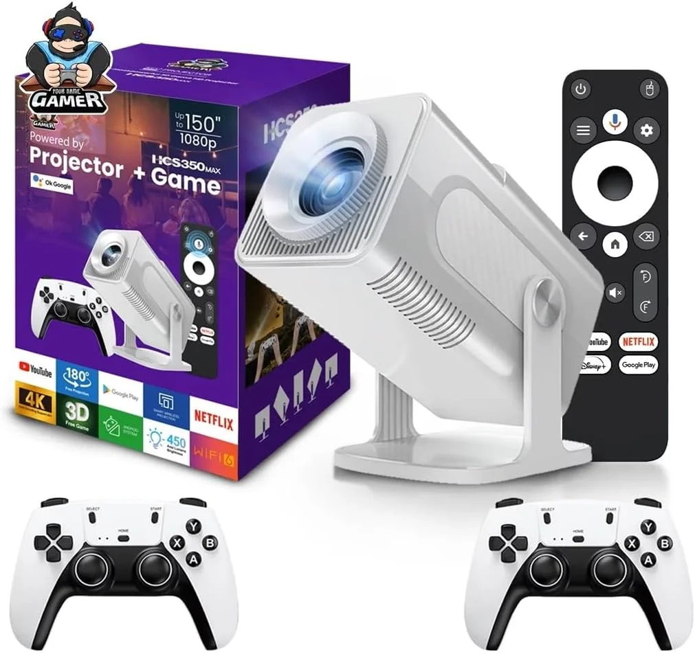 پروژکتور گیمینگ اندروید 11 مدل HCS350 با کارت TF 64 گیگابایتی، دسته بازی بیسیم، وای فای دوگانه، کیفیت 1920*1080P، سینمای خانگی سه بعدی، پروژکتور قابل حمل - سفید پروژکتور گیمینگ اندروید 11 مدل HCS350 با کارت TF 64 گیگابایتی، دسته بازی بیسیم، وای فای دوگانه، کیفیت 1920*1080P، سینمای خانگی سه بعدی، پروژکتور قابل حمل - سفید