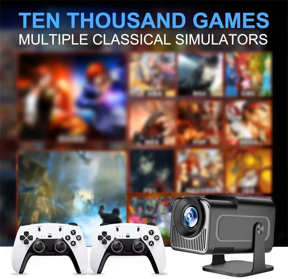 پروژکتور گیمینگ اندروید 11 مدل HCS350 با کارت TF 64 گیگابایتی، دسته بازی بیسیم، وایفای دوگانه، کیفیت 1920*1080P، سینمای خانگی، پروژکتور قابل حمل پروژکتور گیمینگ اندروید 11 مدل HCS350 با کارت TF 64 گیگابایتی، دسته بازی بیسیم، وایفای دوگانه، کیفیت 1920*1080P، سینمای خانگی، پروژکتور قابل حمل