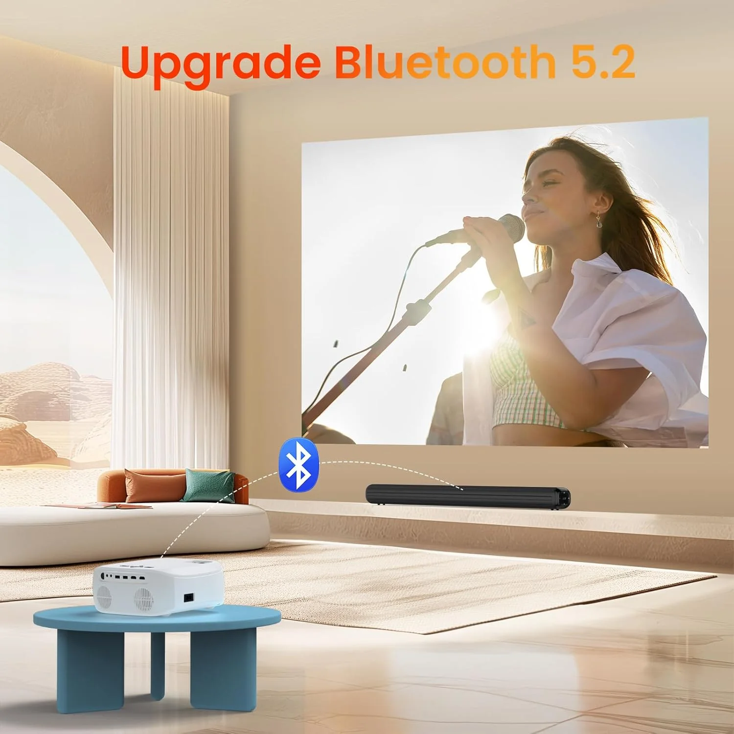 پروژکتور HAPPRUN، پروژکتور با WiFi و بلوتوث، [آینه سازی یک مرحله ای] پروژکتور برای تلفن ها، پروژکتور قابل حمل 1080P با روشنایی 12000 لومن به همراه پرده نمایش، پروژکتور فیلم فضای باز برای تلفن هوشمند/HDMI/TV Stick