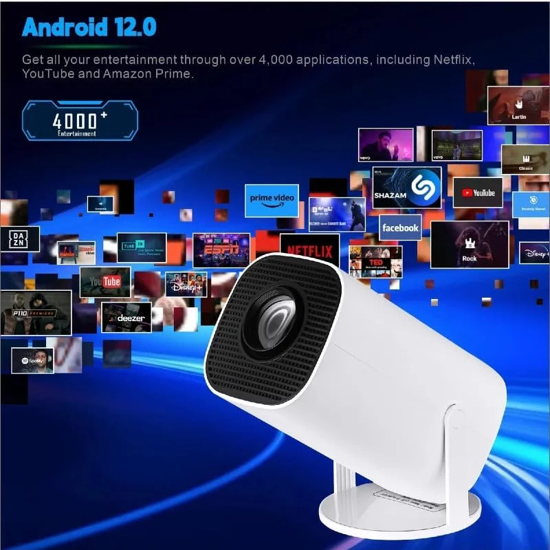 پروژکتور مینی HAMACOUST با پشتیبانی از کیفیت 4K، پروژکتور قابل حمل WiFi6 BT 5.0 اندروید 11، تصحیح خودکار کیستون برای تلفن/دانگل تلویزیون/HDMI/USB/صوتی، سینمای خانگی پروژکتور مینی HAMACOUST با پشتیبانی از کیفیت 4K، پروژکتور قابل حمل WiFi6 BT 5.0 اندروید 11، تصحیح خودکار کیستون برای تلفن/دانگل تلویزیون/HDMI/USB/صوتی، سینمای خانگی