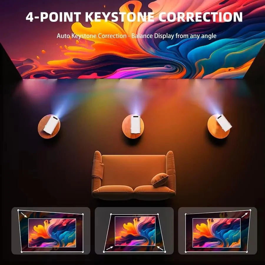 پروژکتور مینی HAMACOUST با پشتیبانی از کیفیت 4K، پروژکتور قابل حمل WiFi6 BT 5.0 اندروید 11، تصحیح خودکار کیستون برای تلفن/دانگل تلویزیون/HDMI/USB/صوتی، سینمای خانگی پروژکتور مینی HAMACOUST با پشتیبانی از کیفیت 4K، پروژکتور قابل حمل WiFi6 BT 5.0 اندروید 11، تصحیح خودکار کیستون برای تلفن/دانگل تلویزیون/HDMI/USB/صوتی، سینمای خانگی