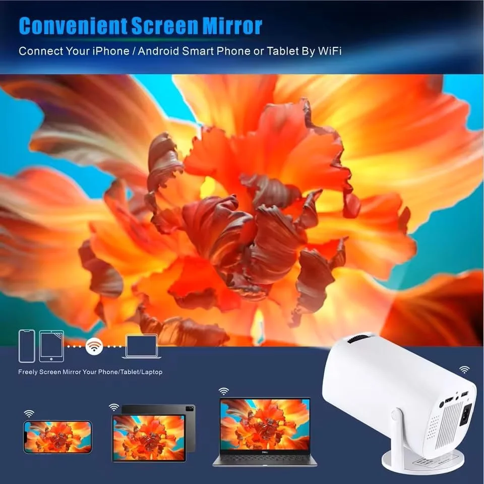 پروژکتور مینی HAMACOUST با پشتیبانی از کیفیت 4K، پروژکتور قابل حمل WiFi6 BT 5.0 اندروید 11، تصحیح خودکار کیستون برای تلفن/دانگل تلویزیون/HDMI/USB/صوتی، سینمای خانگی پروژکتور مینی HAMACOUST با پشتیبانی از کیفیت 4K، پروژکتور قابل حمل WiFi6 BT 5.0 اندروید 11، تصحیح خودکار کیستون برای تلفن/دانگل تلویزیون/HDMI/USB/صوتی، سینمای خانگی