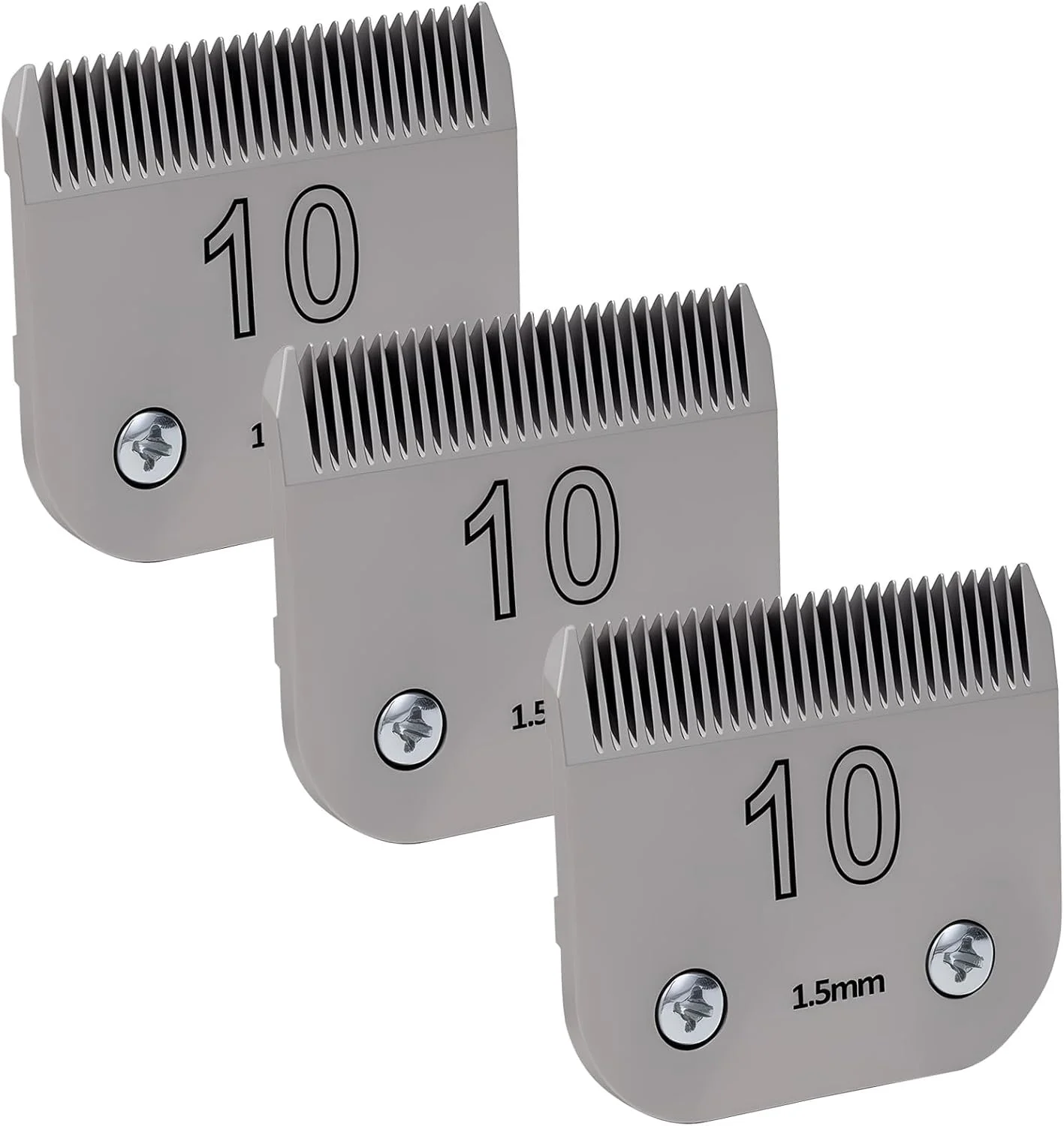 بسته 3 عددی تیغه های شماره 10# سگ 8VR، ساخته شده از فولاد کربنی، مناسب برای سری Andis/Oster A5/Wahl KM، طول برش 1/16 اینچ (1.5 میلی متر)