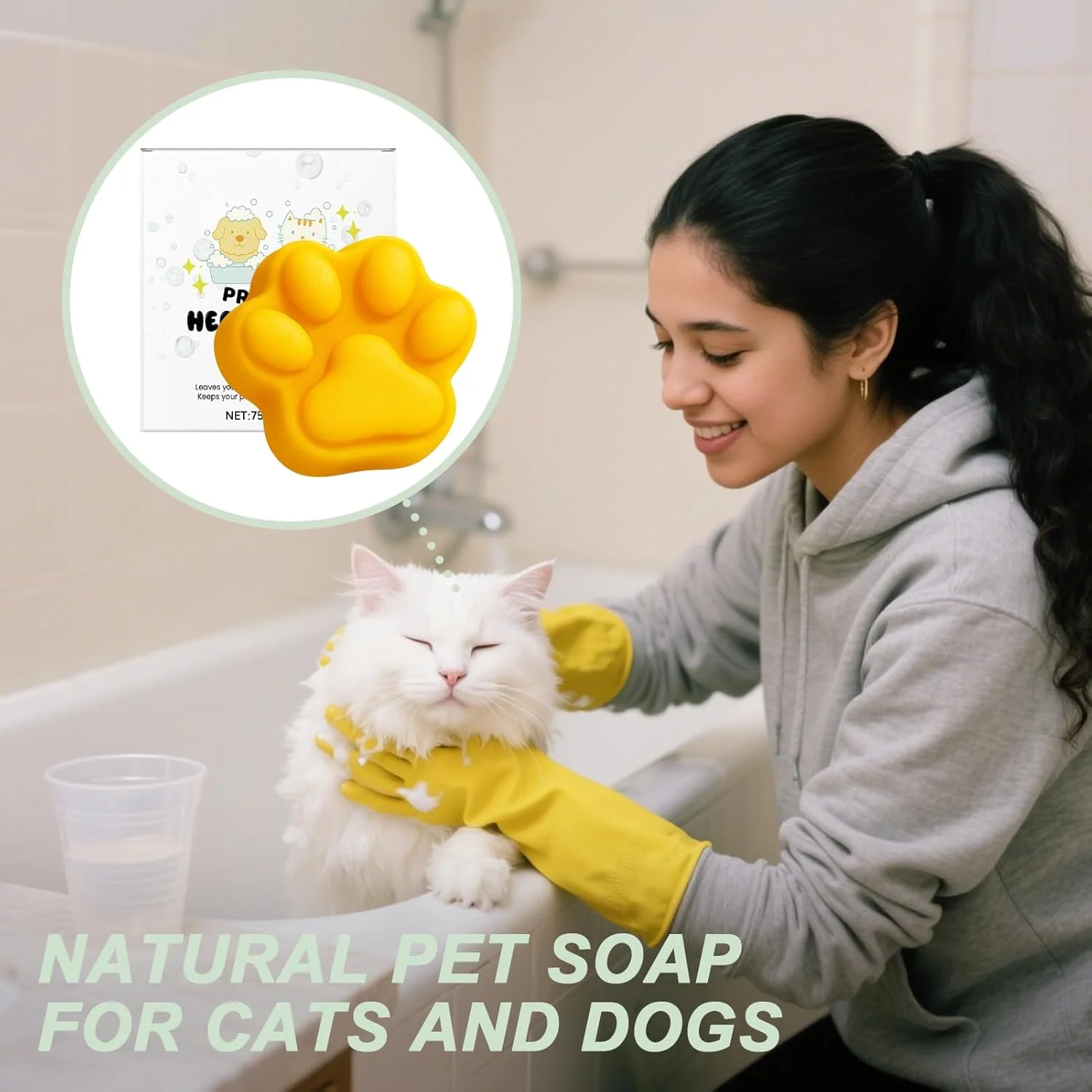 صابون سگ - صابون شامپو حیوانات خانگی طبیعی | پاک کننده ملایم، نرم کننده حمام با ماندگاری طولانی برای ریزش موی بچه گربه ها، نظافت توله سگ