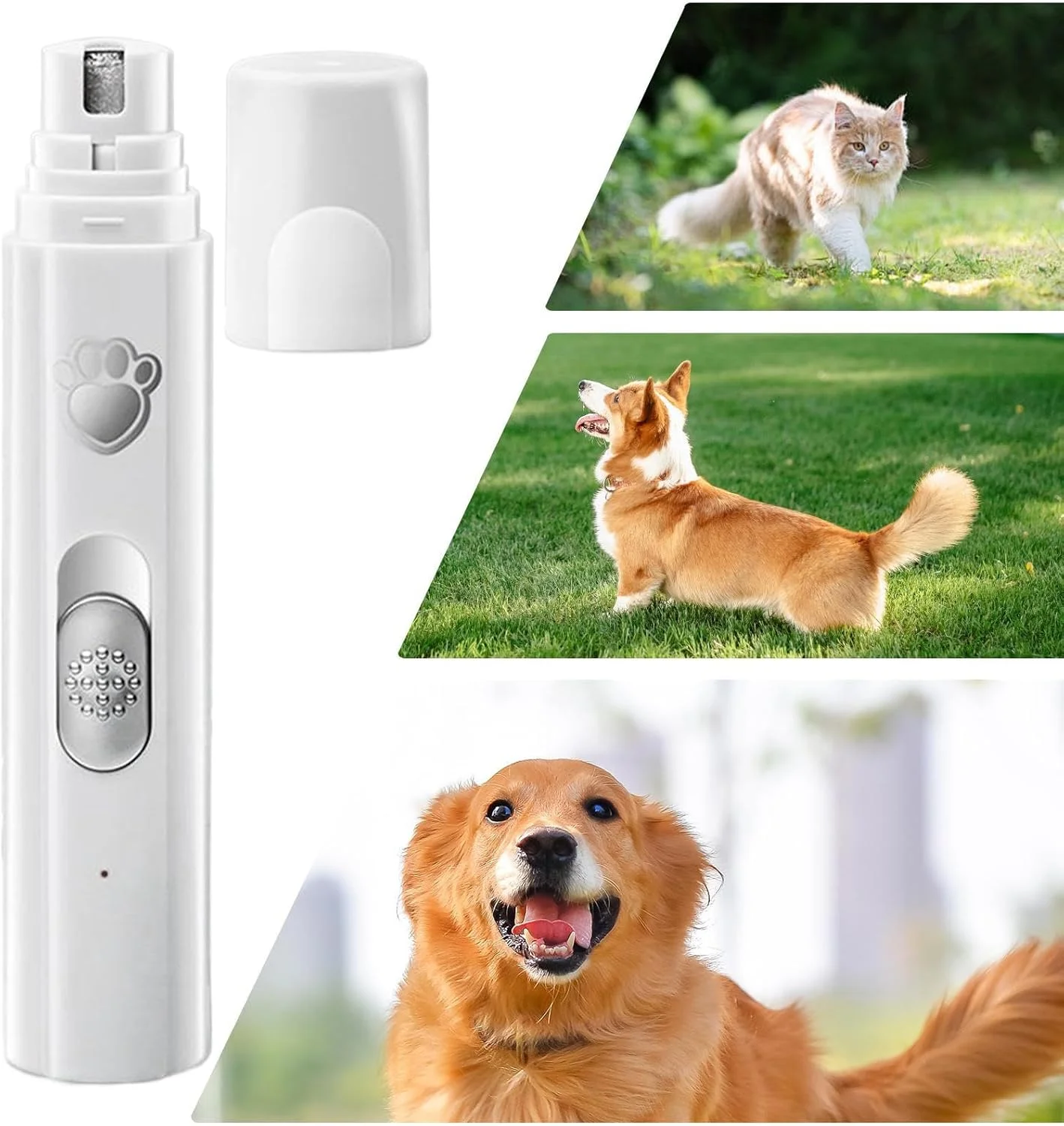 سوهان ناخن برقی سگ | ماشین اصلاح ناخن پنجه با شارژ USB برای گربه ها، ابزار پیرایش ناخن حیوانات خانگی برقی 2 سرعته با باتری 500 میلی آمپر ساعتی برای توله سگ و بچه گربه کوچک، بزرگ و متوسط