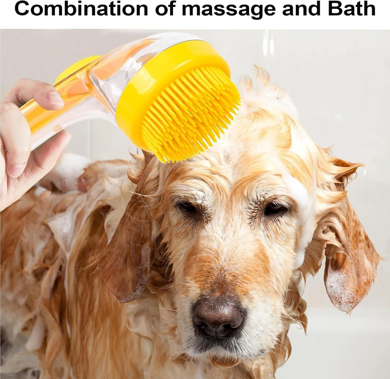 برس حمام سگ، برس ماساژ حمام و نظافت حیوانات خانگی با پخش کننده صابون و شامپو - ابزار ماساژ و تمیز کننده دوش توله سگ با موهای نرم سیلیکونی برای اسپا، خانه، فضای باز و کمپینگ