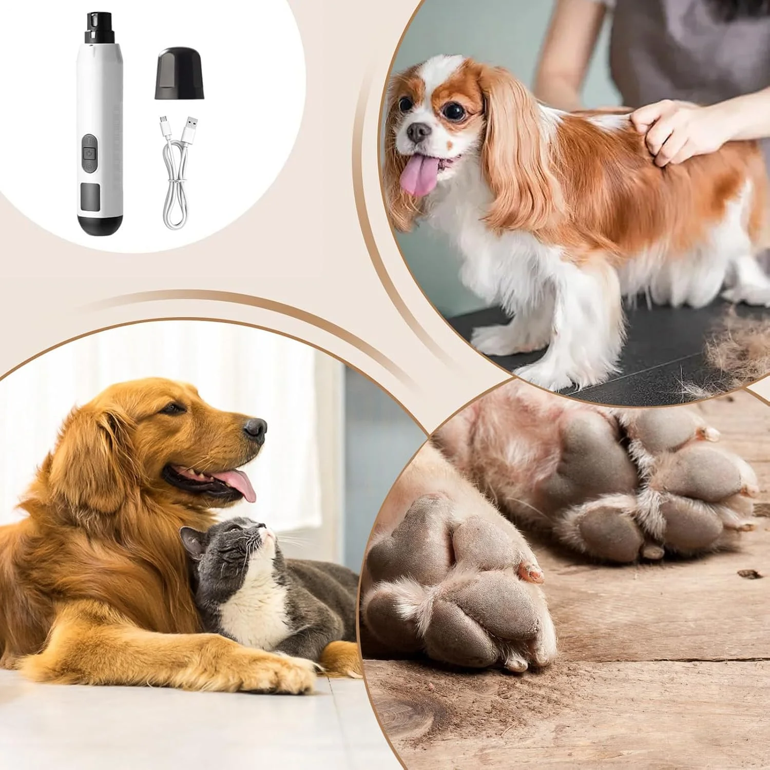 سوهان ناخن سگ بی صدا، ابزار پیرایش پنجه، ابزار برقی سوهان 5 سرعته قابل شارژ USB برای مراقبت از ناخن انگشتان پا گربه سگ بچه گربه پیرایش پنجه حیوان خانگی سوهان ناخن سگ بی صدا، ابزار پیرایش پنجه، ابزار برقی سوهان 5 سرعته قابل شارژ USB برای مراقبت از ناخن انگشتان پا گربه سگ بچه گربه پیرایش پنجه حیوان خانگی