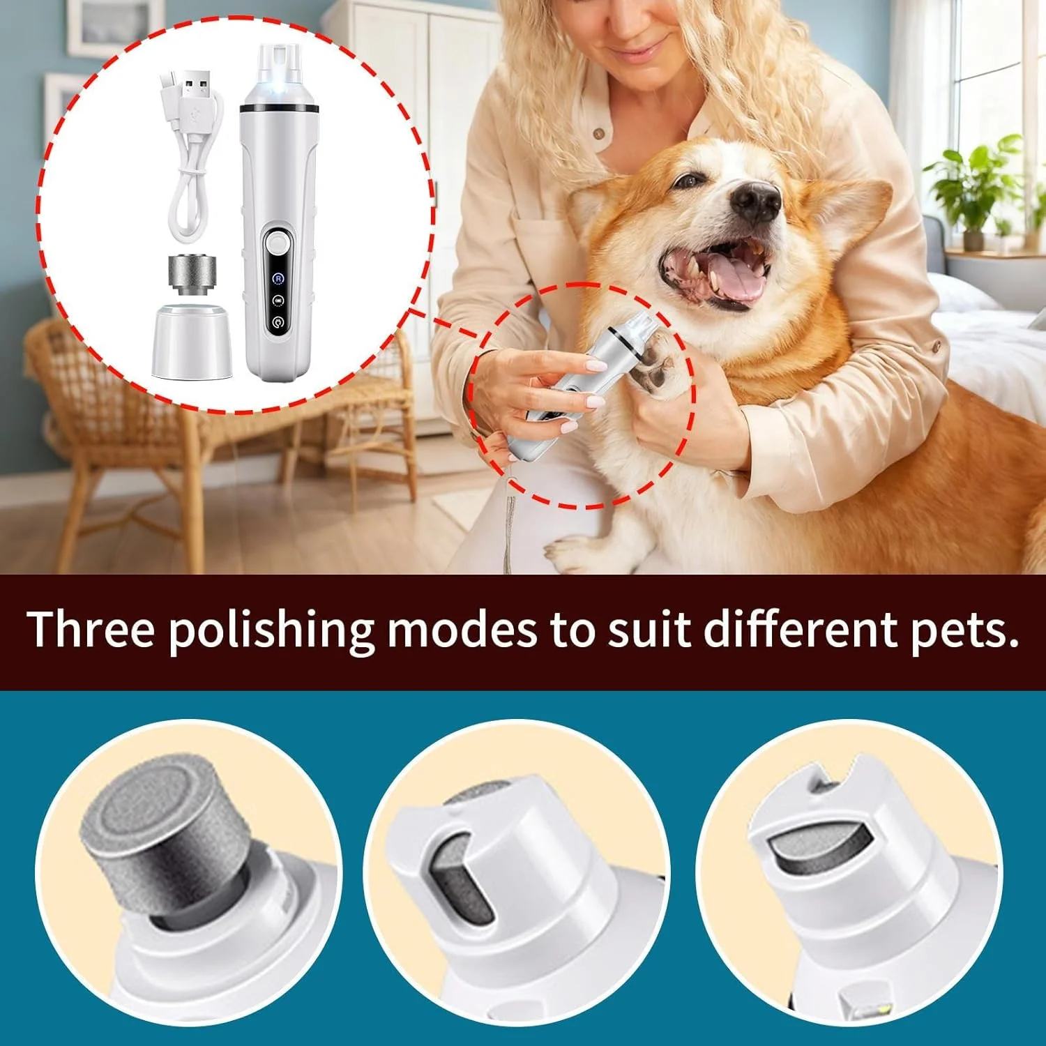 سوهان برقی ناخن حیوانات خانگی | دارای چراغ | قابل شارژ با USB به همراه سری تعویضی، مناسب برای سگ، گربه، توله سگ و بچه گربه در خانه، حمام، پناهگاه و کمپینگ سوهان برقی ناخن حیوانات خانگی | دارای چراغ | قابل شارژ با USB به همراه سری تعویضی، مناسب برای سگ، گربه، توله سگ و بچه گربه در خانه، حمام، پناهگاه و کمپینگ