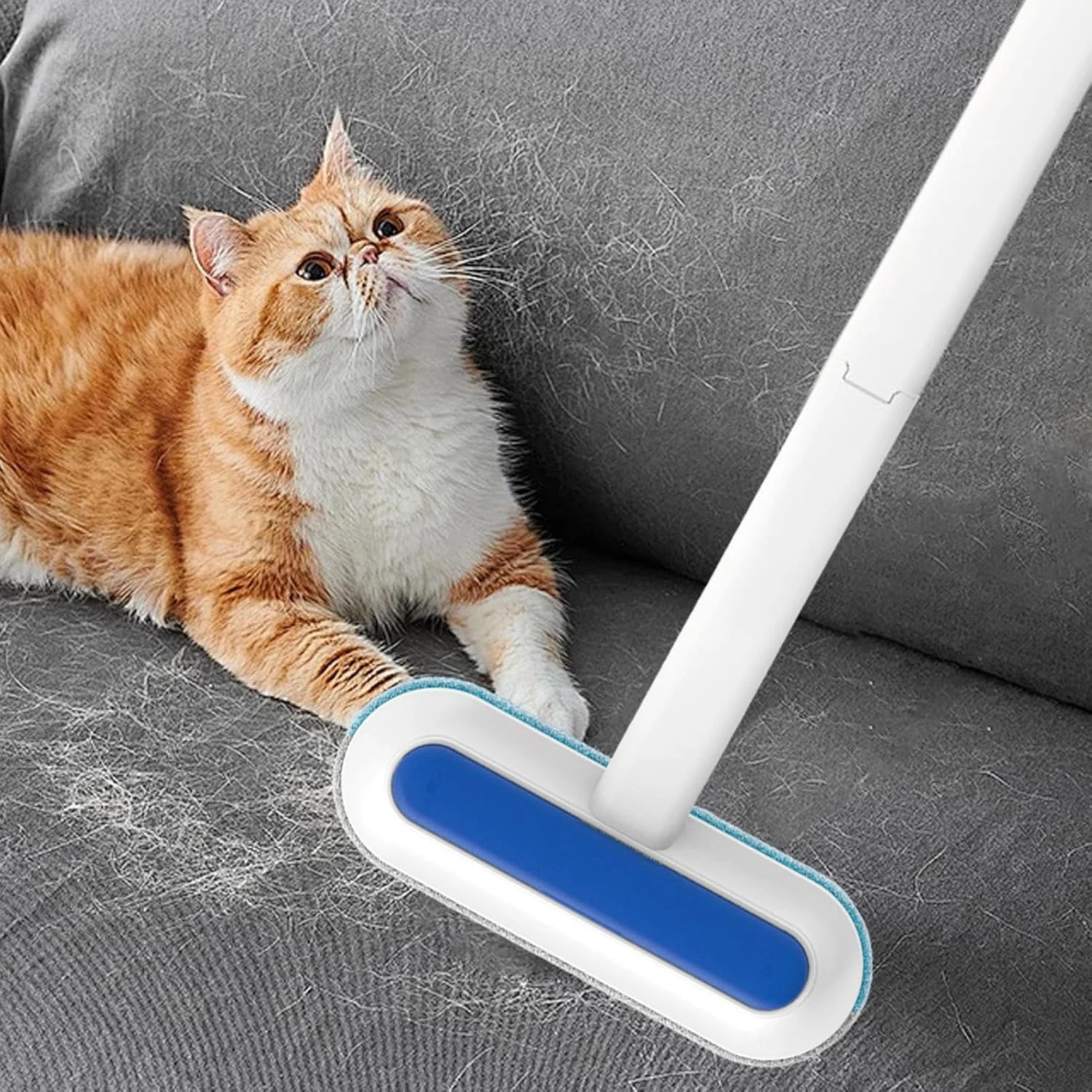 برس موی سگ برای مبل - خراشنده فرش چند منظوره با دسته بلند، پاک کننده پرز قابل استفاده مجدد برای کاشی های لباسشویی مبل، ملحفه تخت، مبلمان پنجره، اتاق نشیمن، اتاق خواب، خانه