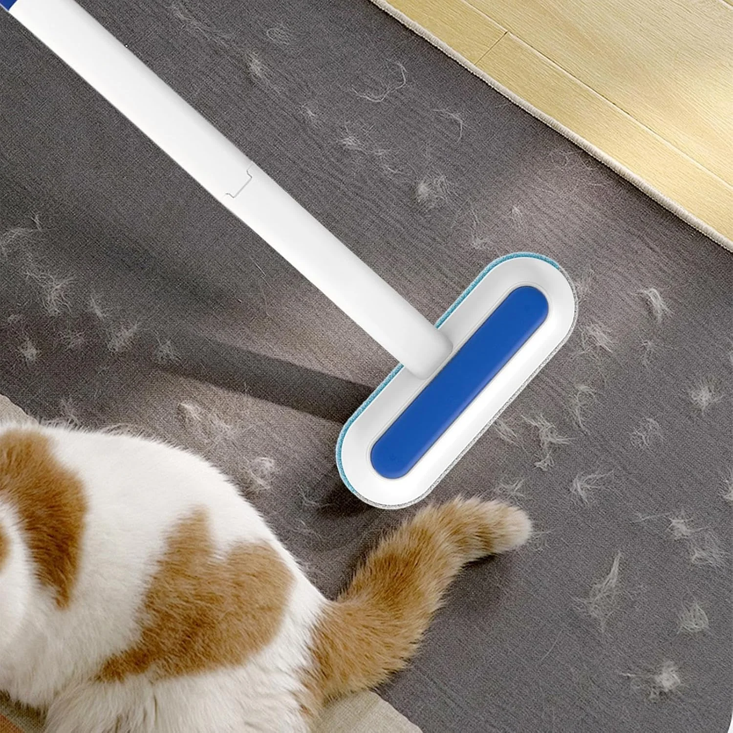 برس موی سگ برای مبل - خراشنده فرش چند منظوره با دسته بلند، پاک کننده پرز قابل استفاده مجدد برای کاشی های لباسشویی مبل، ملحفه تخت، مبلمان پنجره، اتاق نشیمن، اتاق خواب، خانه