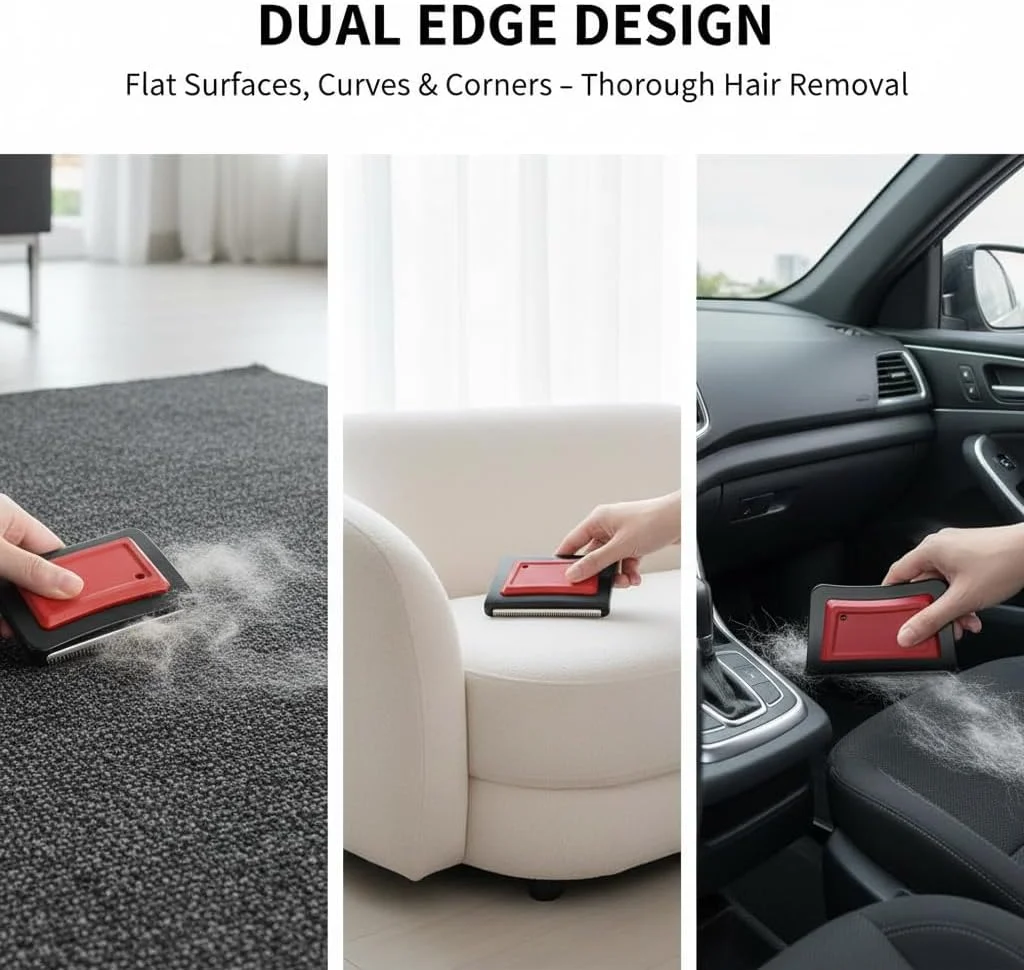 از بین برنده موی حیوانات خانگی، مینی برس سیلیکونی برای از بین بردن مو از فرش، مبل، لباس، ماشین، ابزار حذف پرز و موی قابل استفاده مجدد، یکی با دندانه، یکی صاف، بسته 2 عددی (قرمز)