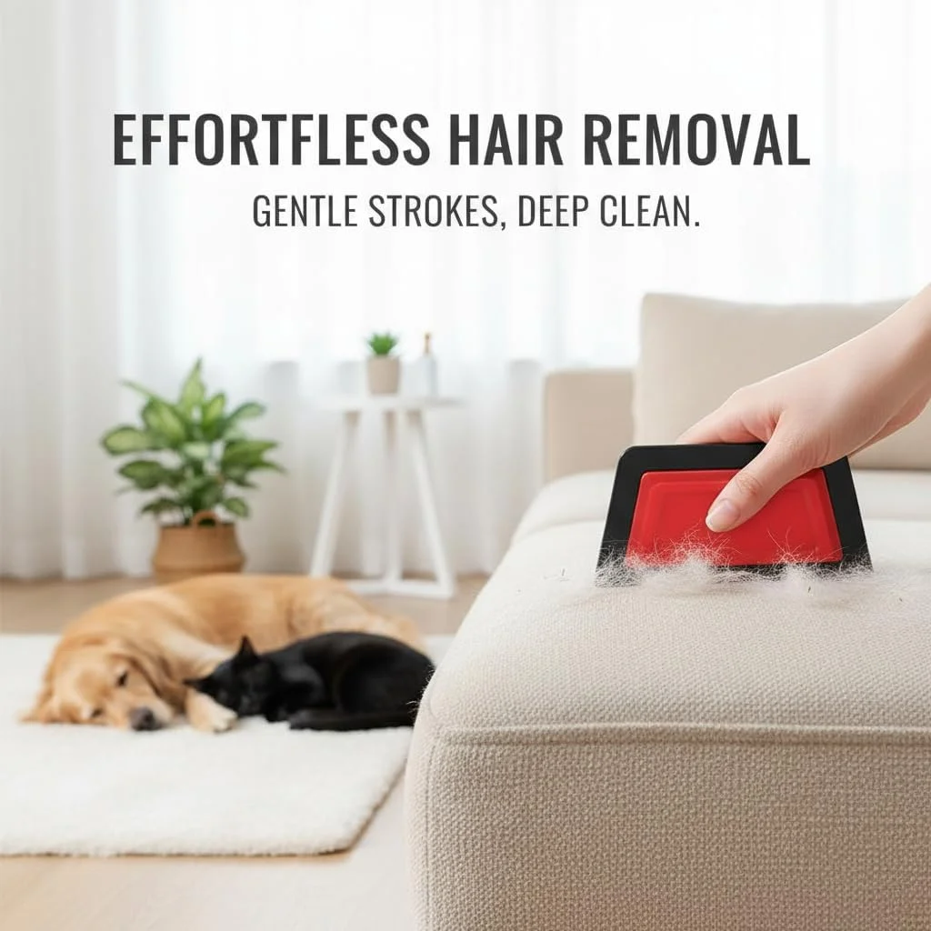 از بین برنده موی حیوانات خانگی، مینی برس سیلیکونی برای از بین بردن مو از فرش، مبل، لباس، ماشین، ابزار حذف پرز و موی قابل استفاده مجدد، یکی با دندانه، یکی صاف، بسته 2 عددی (قرمز)