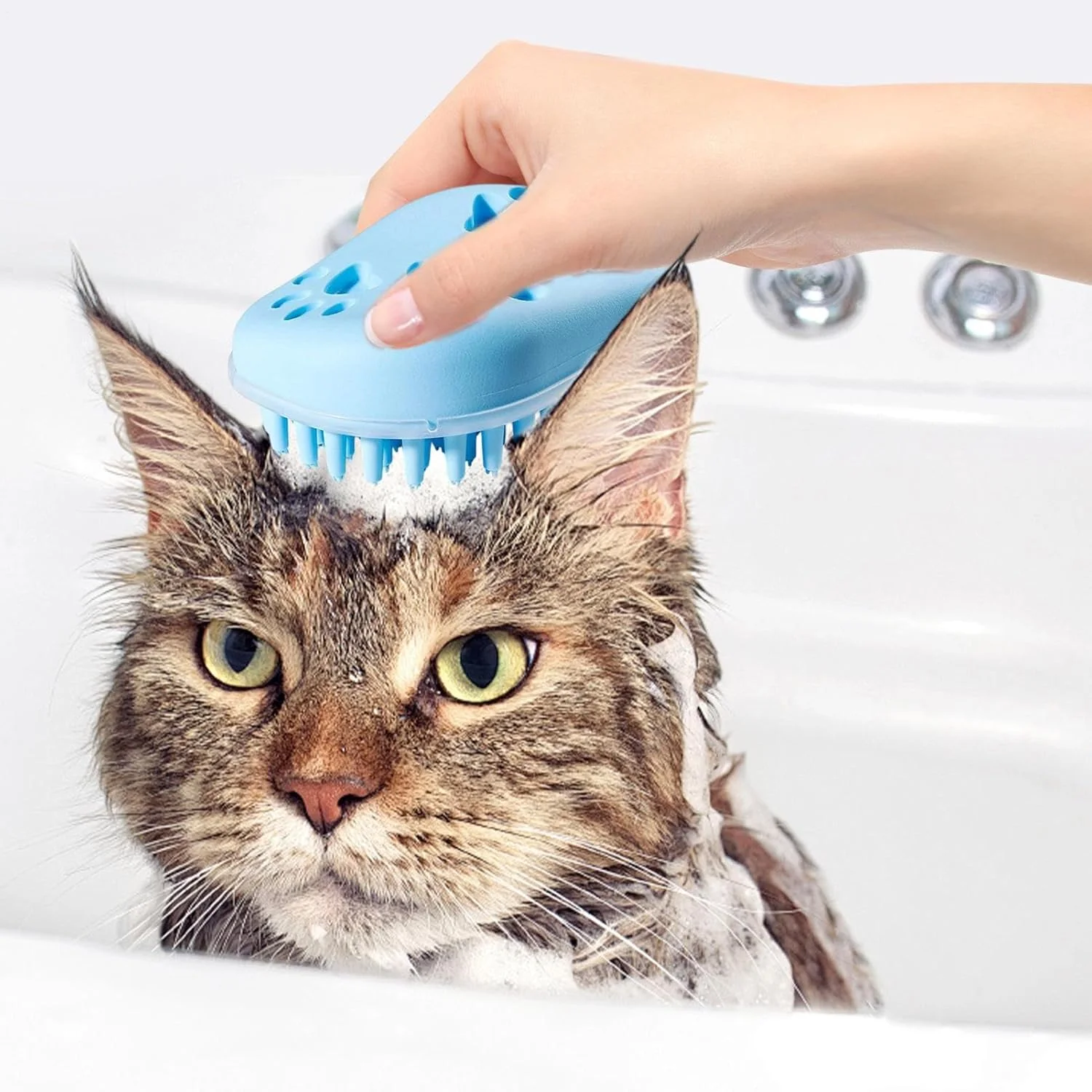 برس حیوانات خانگی، برس ماساژ حمام و نظافت حیوانات خانگی - شانه ارگونومیک تمیز کننده سیلیکونی نرم برای مراقبت روزانه، نظافت خانگی، مسافرت، شستشو، حمام در فضای باز و آرامش