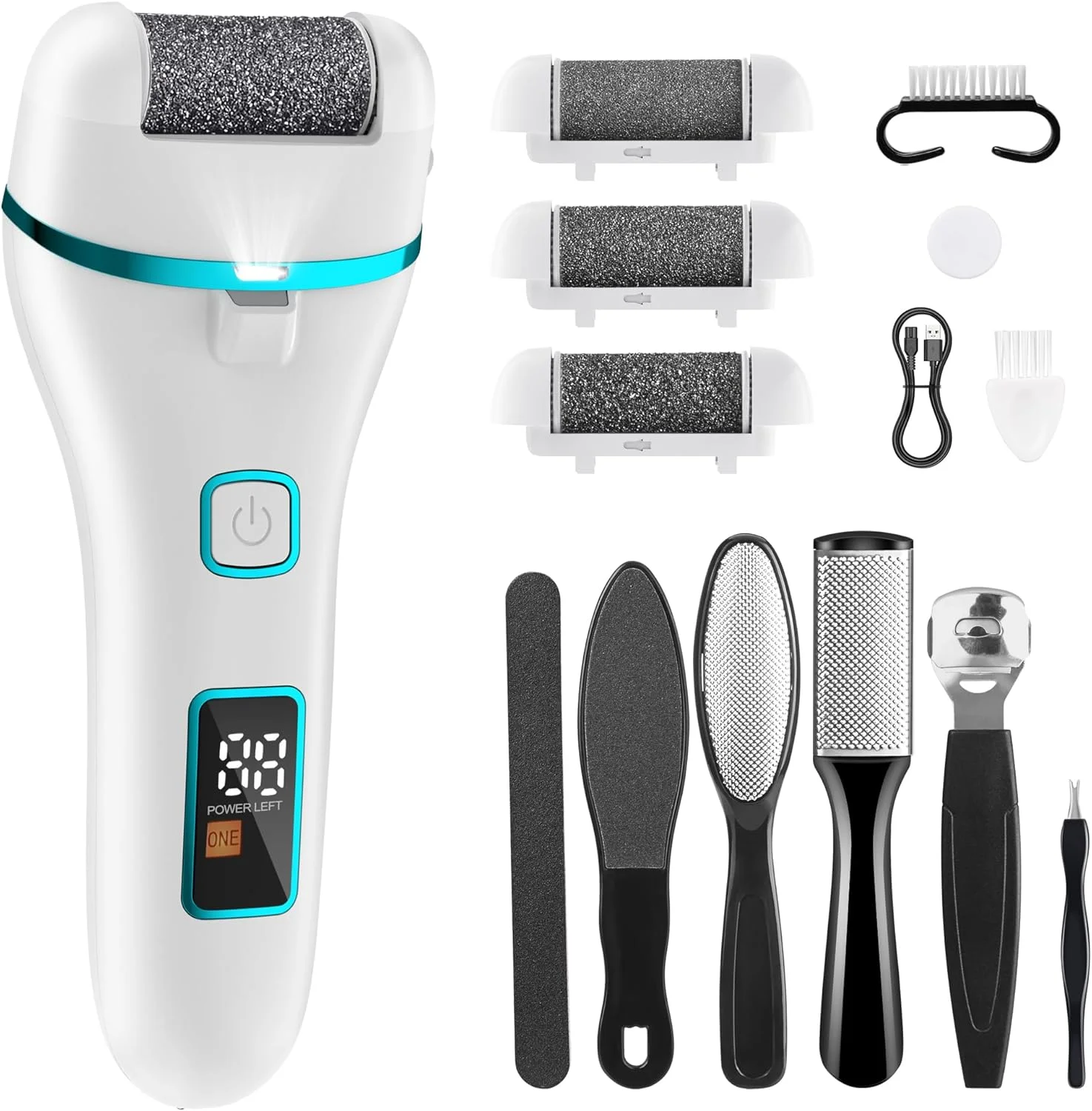 سوهان برقی پدیکور پا Wolady، سوهان برقی پا برای از بین بردن پینه، 2 سرعت، 3 غلتک تعویضی با کریستال، سوهان برقی حرفه ای قابل شارژ (سفید) سوهان برقی پدیکور پا Wolady، سوهان برقی پا برای از بین بردن پینه، 2 سرعت، 3 غلتک تعویضی با کریستال، سوهان برقی حرفه ای قابل شارژ (سفید)