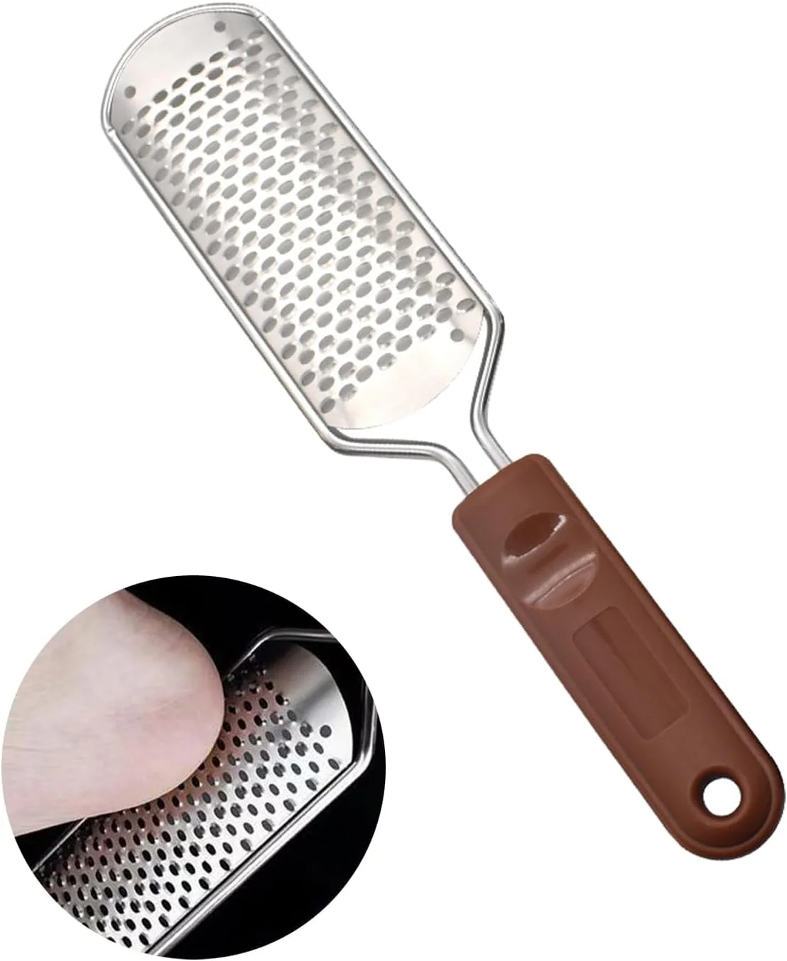 سوهان پای استیل ضد زنگ قابل شستشو، از بین برنده پینه پا، اسکرابر پا و خراشنده پاشنه پا برای پاشنه های ترک خورده، رنده پا و سنگ پا برای پا