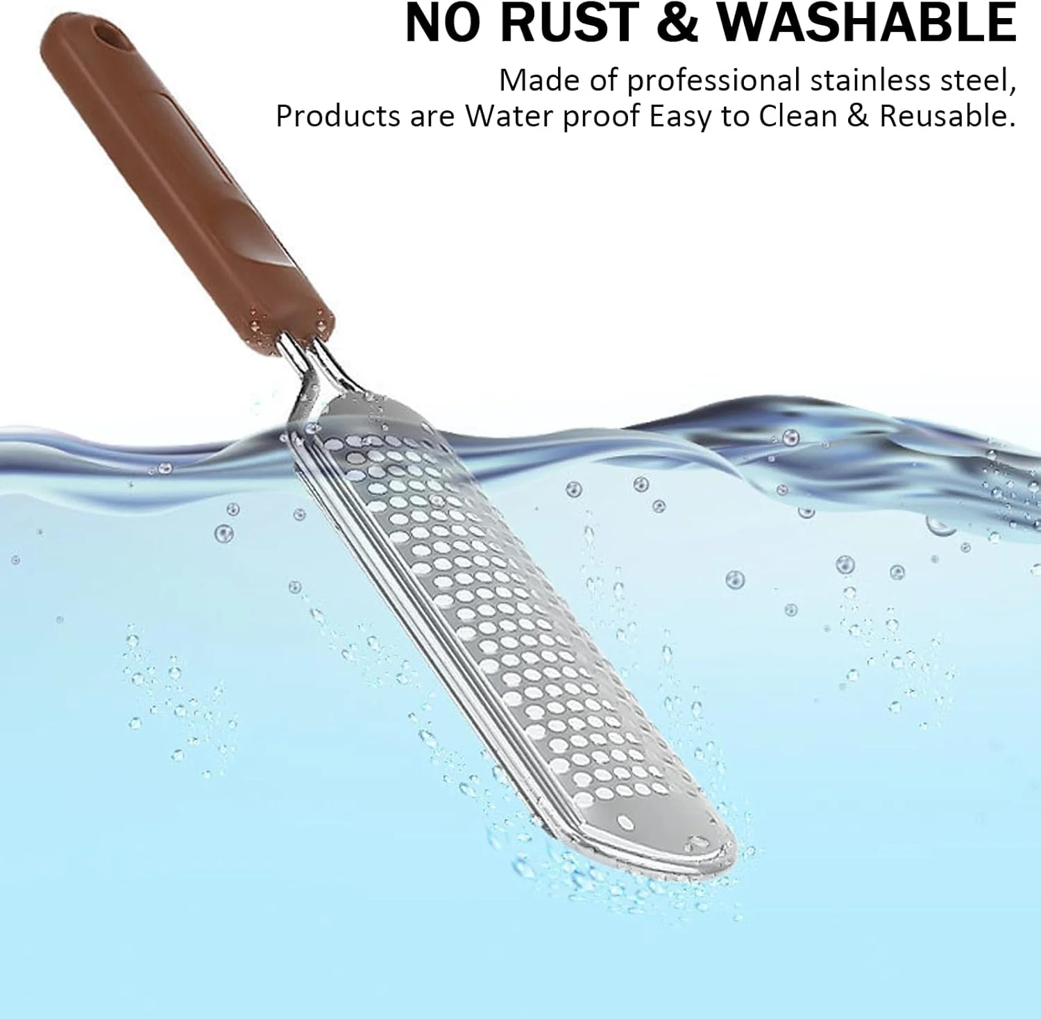 سوهان پای استیل ضد زنگ قابل شستشو، از بین برنده پینه پا، اسکرابر پا و خراشنده پاشنه پا برای پاشنه های ترک خورده، رنده پا و سنگ پا برای پا