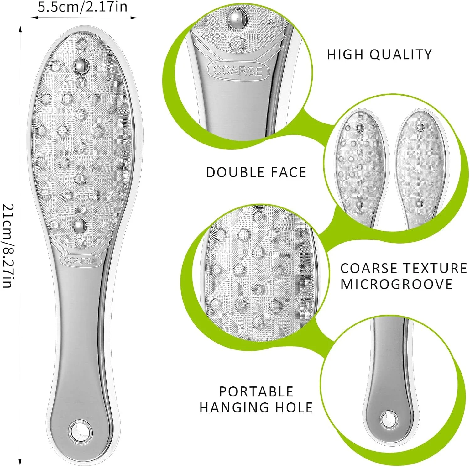 سوهان پا استیل YBEATY، 2 عددی، دو طرفه، اسکرابر فلزی، رنده حرفه ای، از بین برنده پینه و میخچه پاشنه پا، ابزار مراقبت از پدیکور برای پوست های خشک، مرده و سخت