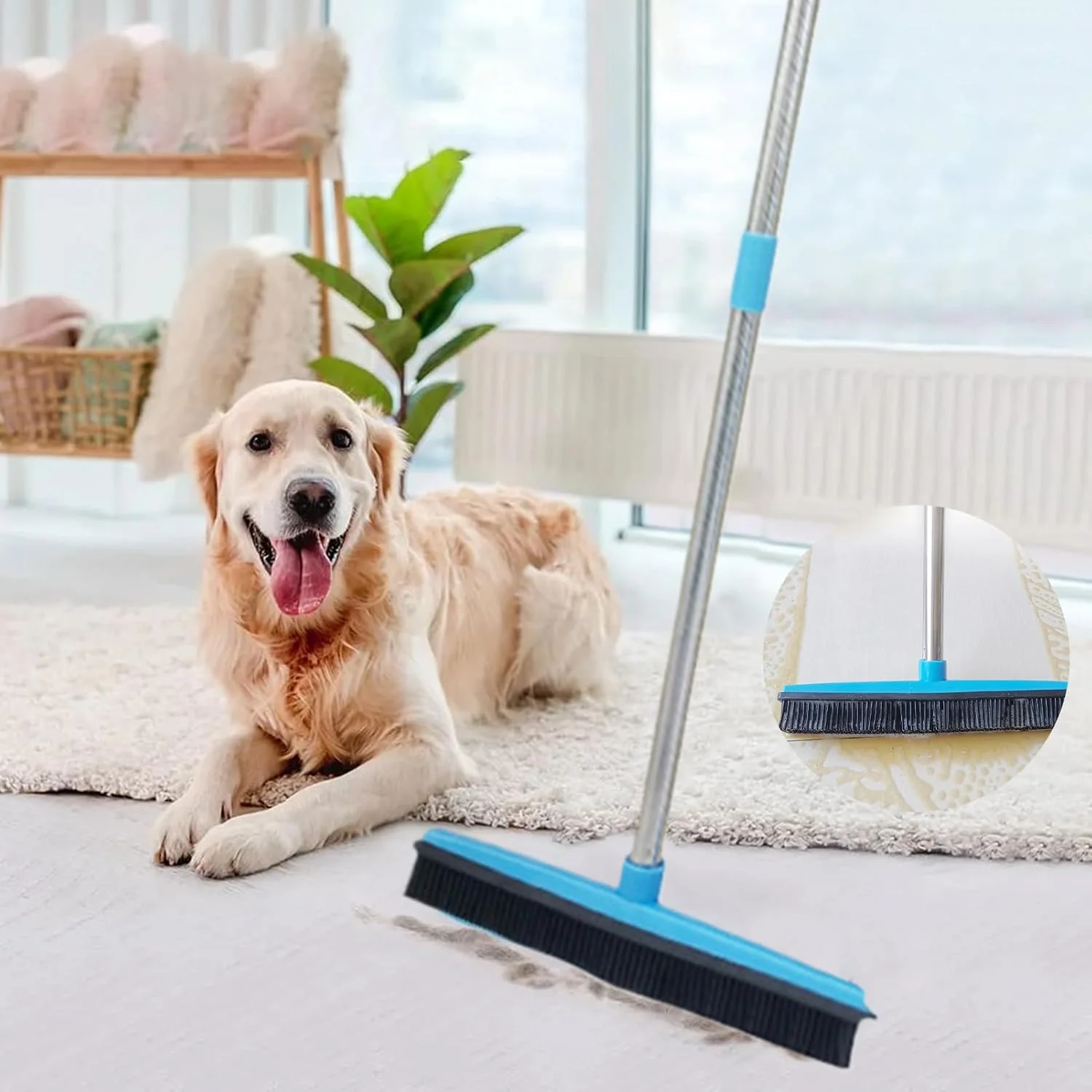 جارو موی حیوانات خانگی برای فرش - چنگک موی فرش با دسته بلند، خراشنده سنگین و ارگونومیک برای ابزار تمیز کردن منزل، خوابگاه، خانه، فضای باز، فضای داخلی، کلاس درس، آشپزخانه جارو موی حیوانات خانگی برای فرش - چنگک موی فرش با دسته بلند، خراشنده سنگین و ارگونومیک برای ابزار تمیز کردن منزل، خوابگاه، خانه، فضای باز، فضای داخلی، کلاس درس، آشپزخانه