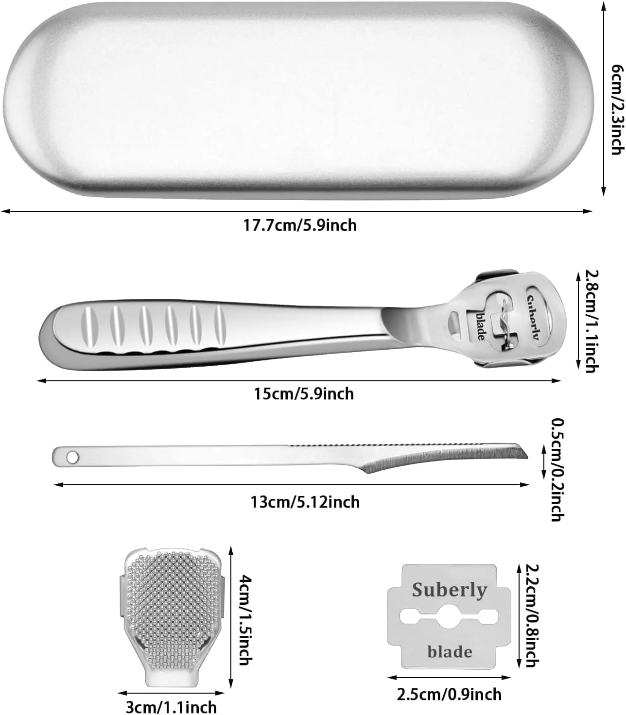 ست رنده پدیکور و لایه بردار پوست Veximind، اسکرابر حرفه ای پا با 10 تیغه تعویضی و سر سوهان پا، از بین برنده پینه استیل ضد زنگ برای پا، از بین برنده پوست سفت و پوست مرده برای پدیکور و استفاده خانگی
