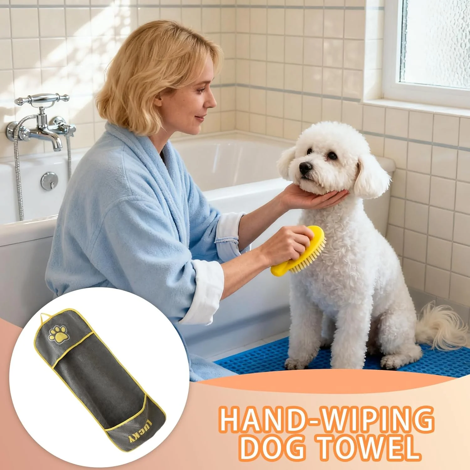 حوله خشک کن سگ - حوله فوق العاده جاذب با جیب های دستی برای حیوانات خانگی | لوازم خشک کردن سریع برای گربه ها، توله سگ، نژادهای کوچک، متوسط و بزرگ، ماساژ، نظافت، حمام حوله خشک کن سگ - حوله فوق العاده جاذب با جیب های دستی برای حیوانات خانگی | لوازم خشک کردن سریع برای گربه ها، توله سگ، نژادهای کوچک، متوسط و بزرگ، ماساژ، نظافت، حمام