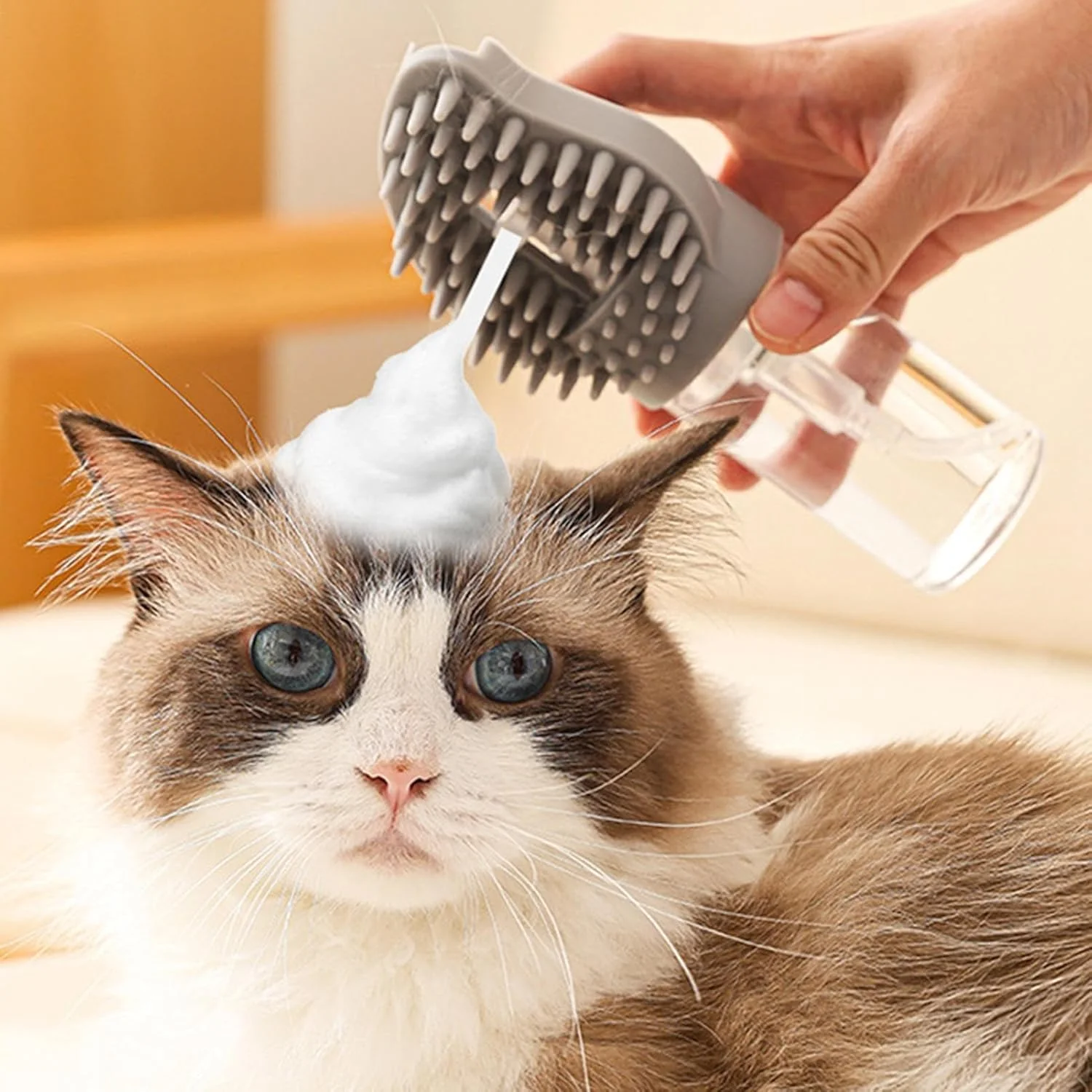 برس حمام سگ، لوازم نظافت با پخش کننده صابون، شانه تمیز کننده موی توله سگ | برای گره گشایی، حمام کردن، نظافت، ریزش مو، حمام سگ و گربه