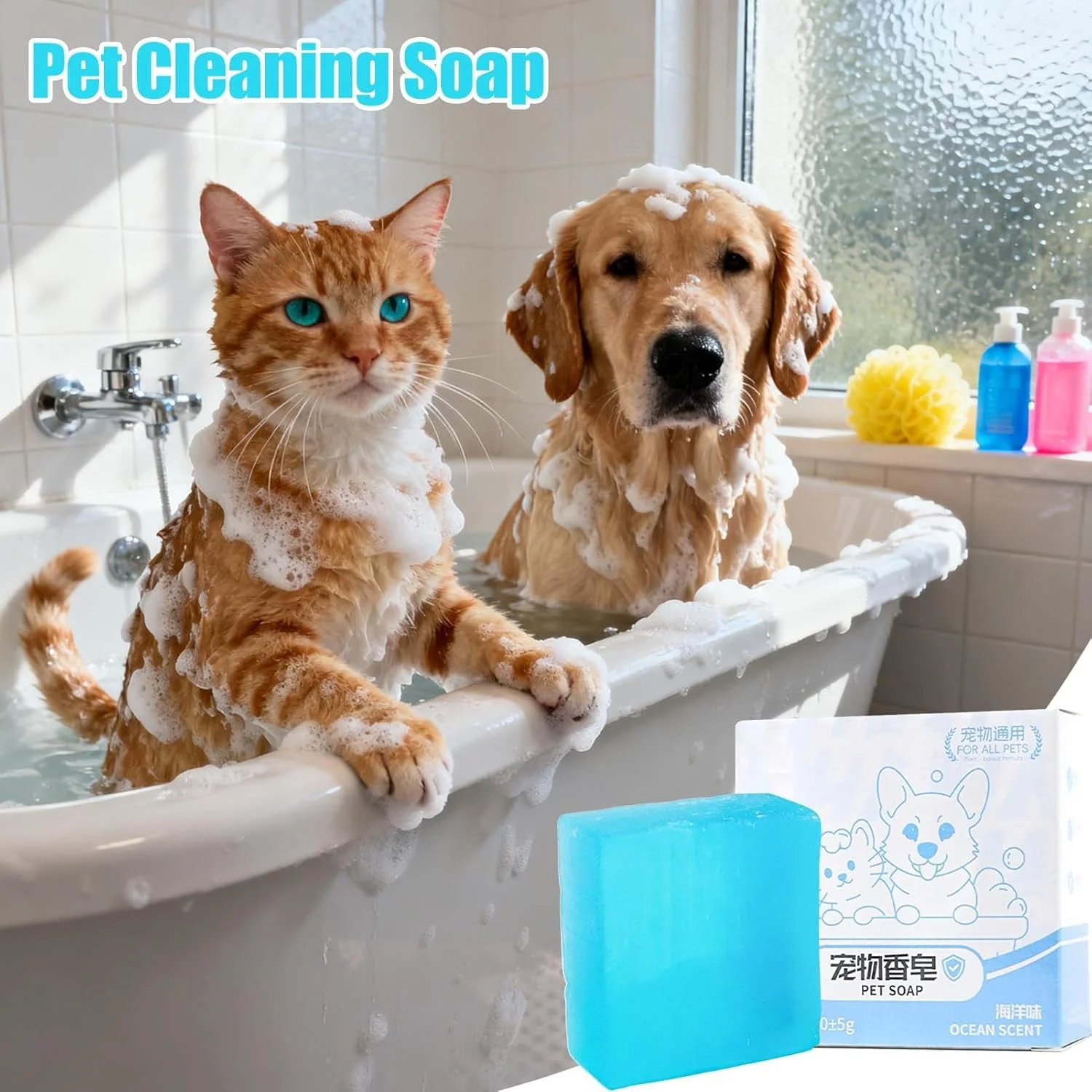 Dog Shampoo Bar - Sensitive Skin Soothing - Skin Cleanser Soap Bar for Cat | for Small Medium Large Breeds Kitten Puppy Bathroom Travel Home Garden Shelter Dog Shampoo Bar - Sensitive Skin Soothing - Skin Cleanser Soap Bar for Cat | for Small Medium Large Breeds Kitten Puppy Bathroom Travel Home Garden Shelter