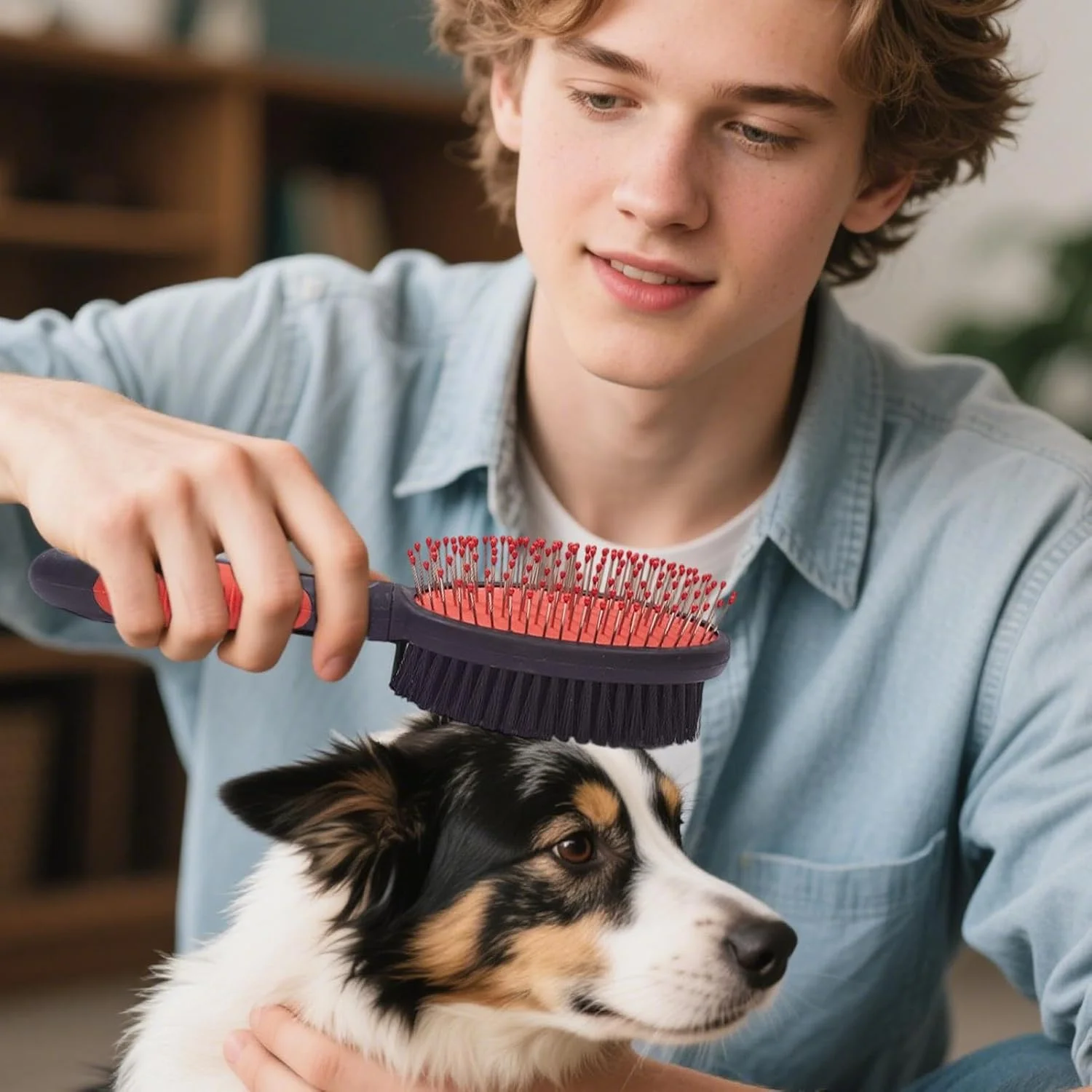 برس سگ، برس ریزش مو دو طرفه برای حیوانات خانگی - شانه باز کننده گره قابل حمل برای بچه گربه ها، توله سگ ها، موهای کوتاه و بلند، مناسب منزل، سالن و حمام برس سگ، برس ریزش مو دو طرفه برای حیوانات خانگی - شانه باز کننده گره قابل حمل برای بچه گربه ها، توله سگ ها، موهای کوتاه و بلند، مناسب منزل، سالن و حمام