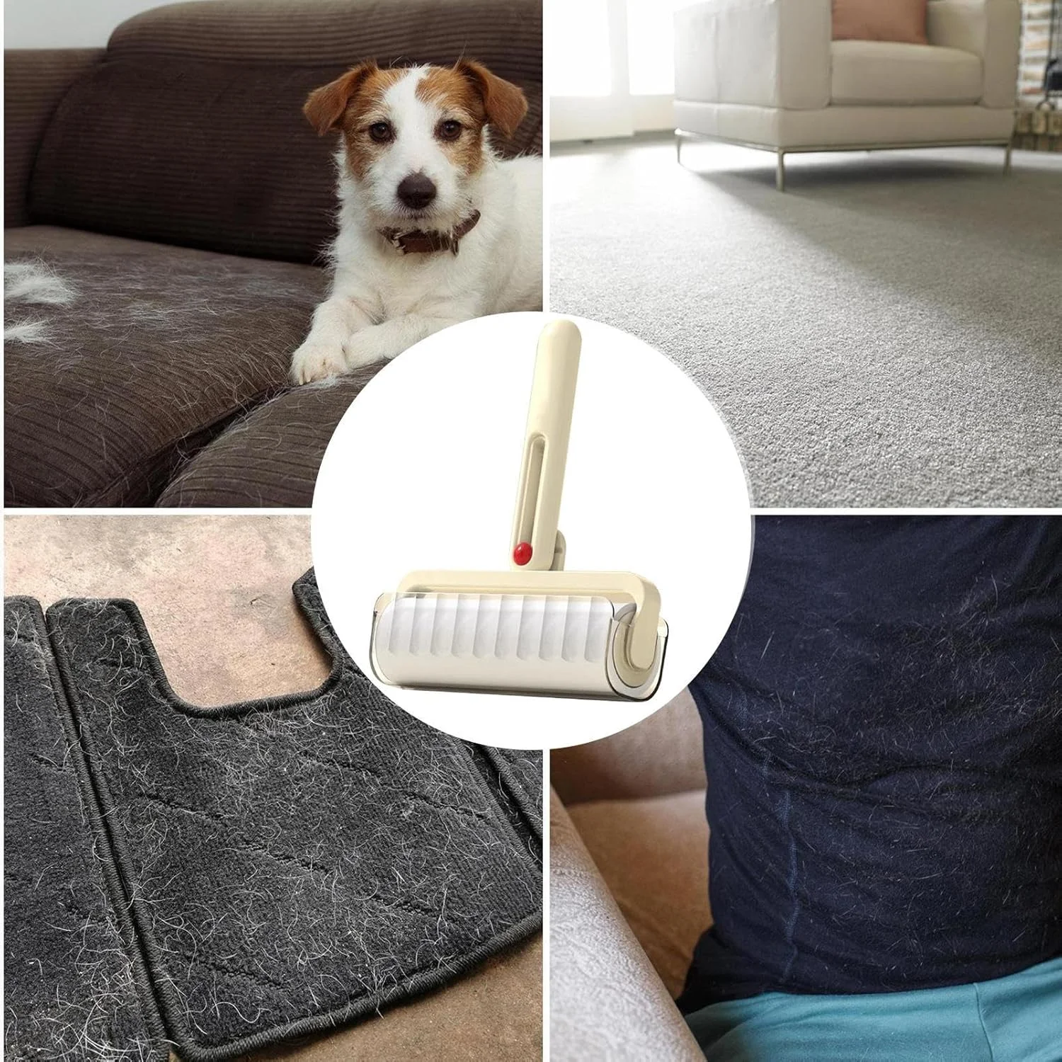 غلتک پرزگیر موی حیوانات خانگی، غلتک چسبی موی سگ برای مبل | لوازم نظافت قابل حمل برای کمد لباس پارچه ای، کلاه، کفش، داخل خودرو، منزل، دفتر، مسافرت، لباسشویی، روکش مبلمان غلتک پرزگیر موی حیوانات خانگی، غلتک چسبی موی سگ برای مبل | لوازم نظافت قابل حمل برای کمد لباس پارچه ای، کلاه، کفش، داخل خودرو، منزل، دفتر، مسافرت، لباسشویی، روکش مبلمان