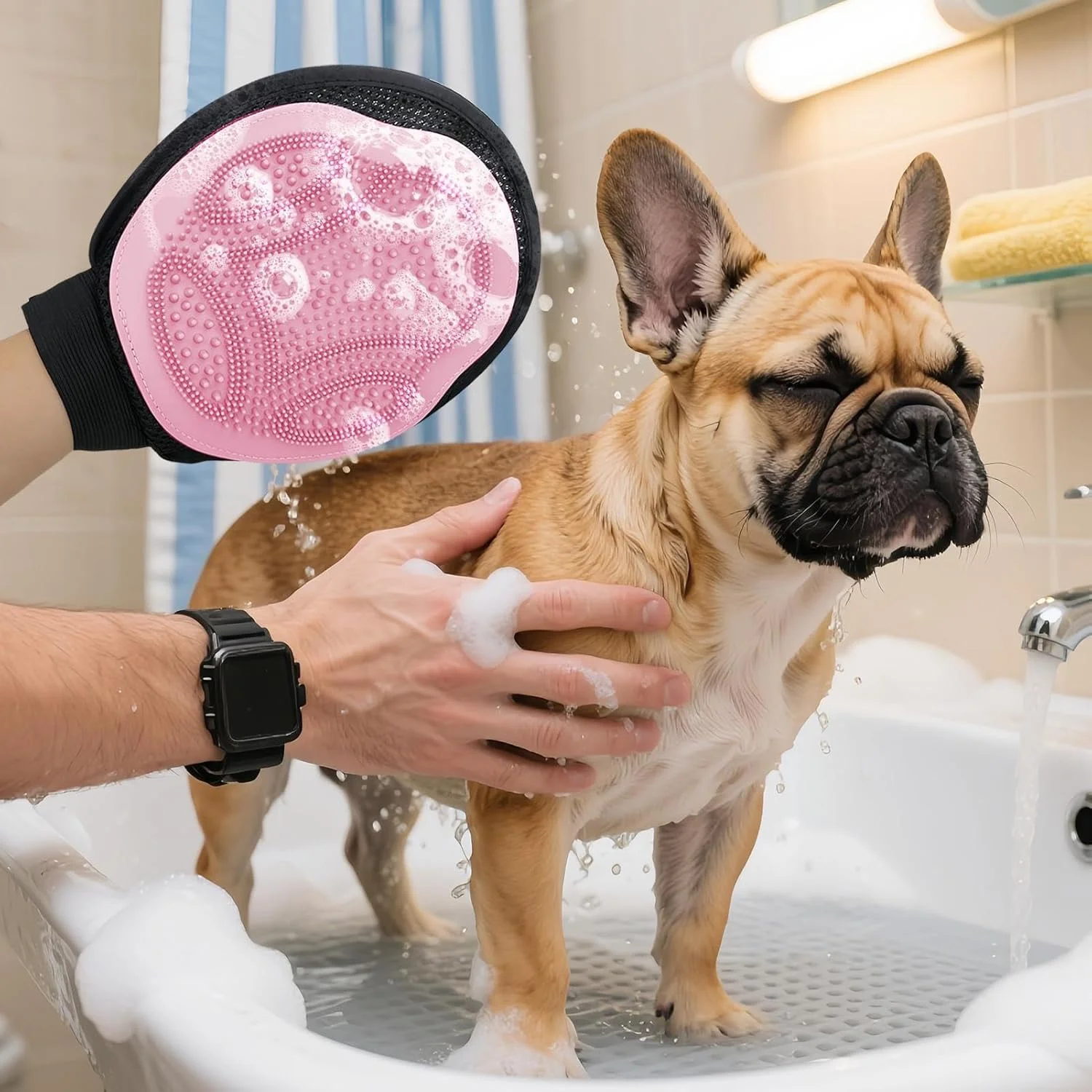 برس حمام سگ - برس شستشوی حیوانات خانگی | دستکش شستشوی توله سگ برای گربه ها، سگ ها، بچه گربه ها، آپارتمان های داخلی، حمام، استخر روباز برس حمام سگ - برس شستشوی حیوانات خانگی | دستکش شستشوی توله سگ برای گربه ها، سگ ها، بچه گربه ها، آپارتمان های داخلی، حمام، استخر روباز