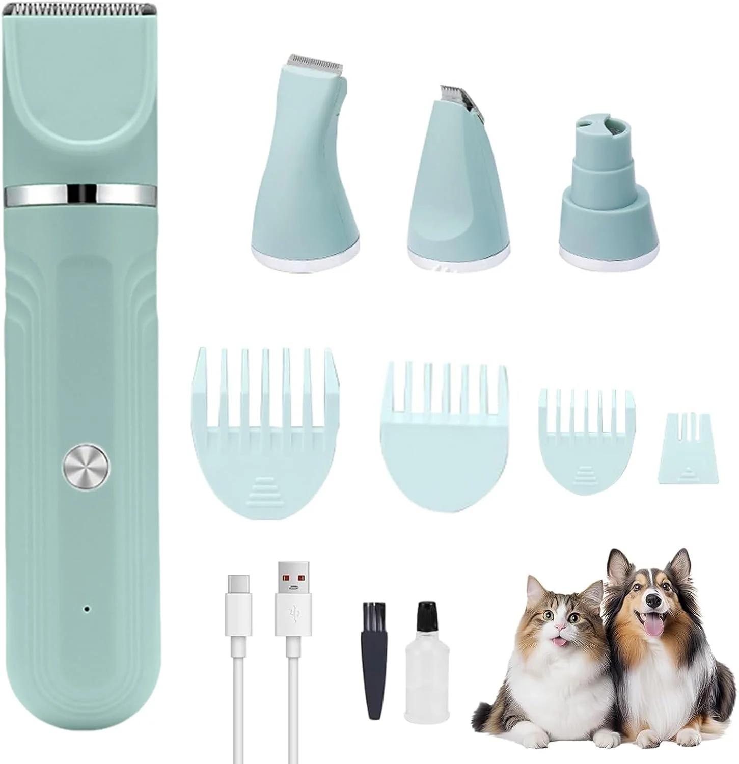 ماشین اصلاح سگ برای آرایش، ست آرایشی 4 در 1 برای سگ ها | قیچی و شانه برقی قابل تنظیم برای حمام توله سگ و گربه در منزل ماشین اصلاح سگ برای آرایش، ست آرایشی 4 در 1 برای سگ ها | قیچی و شانه برقی قابل تنظیم برای حمام توله سگ و گربه در منزل