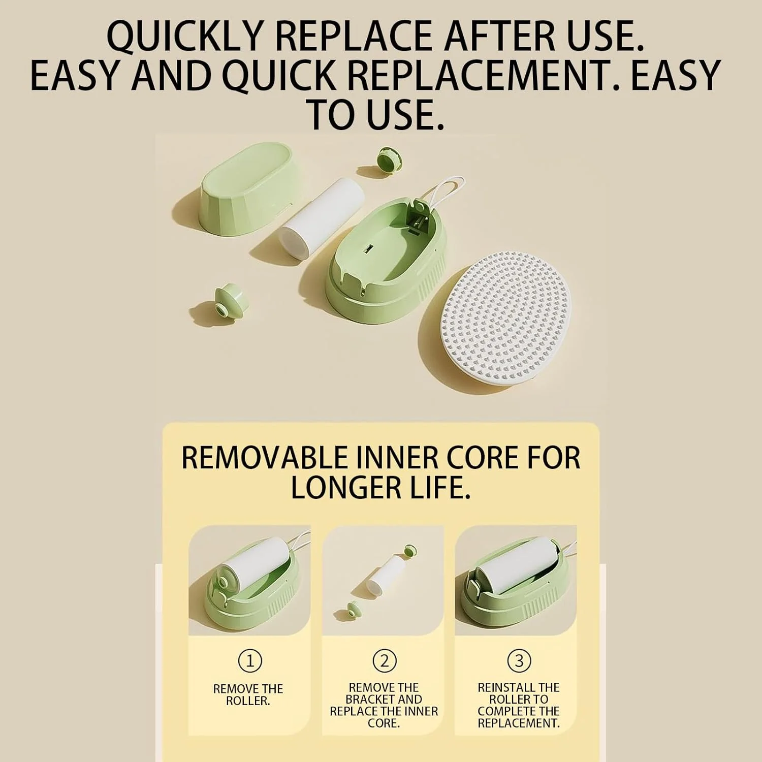 غلتک جمع کننده موی حیوانات خانگی - غلتک چسبنده قابل استفاده مجدد برای موی حیوانات خانگی - گردگیر چند منظوره، ابزار تمیز کننده منزل برای مبل، ملحفه، فرش، مبلمان، داخل خودرو، صندلی ماشین و کاناپه غلتک جمع کننده موی حیوانات خانگی - غلتک چسبنده قابل استفاده مجدد برای موی حیوانات خانگی - گردگیر چند منظوره، ابزار تمیز کننده منزل برای مبل، ملحفه، فرش، مبلمان، داخل خودرو، صندلی ماشین و کاناپه