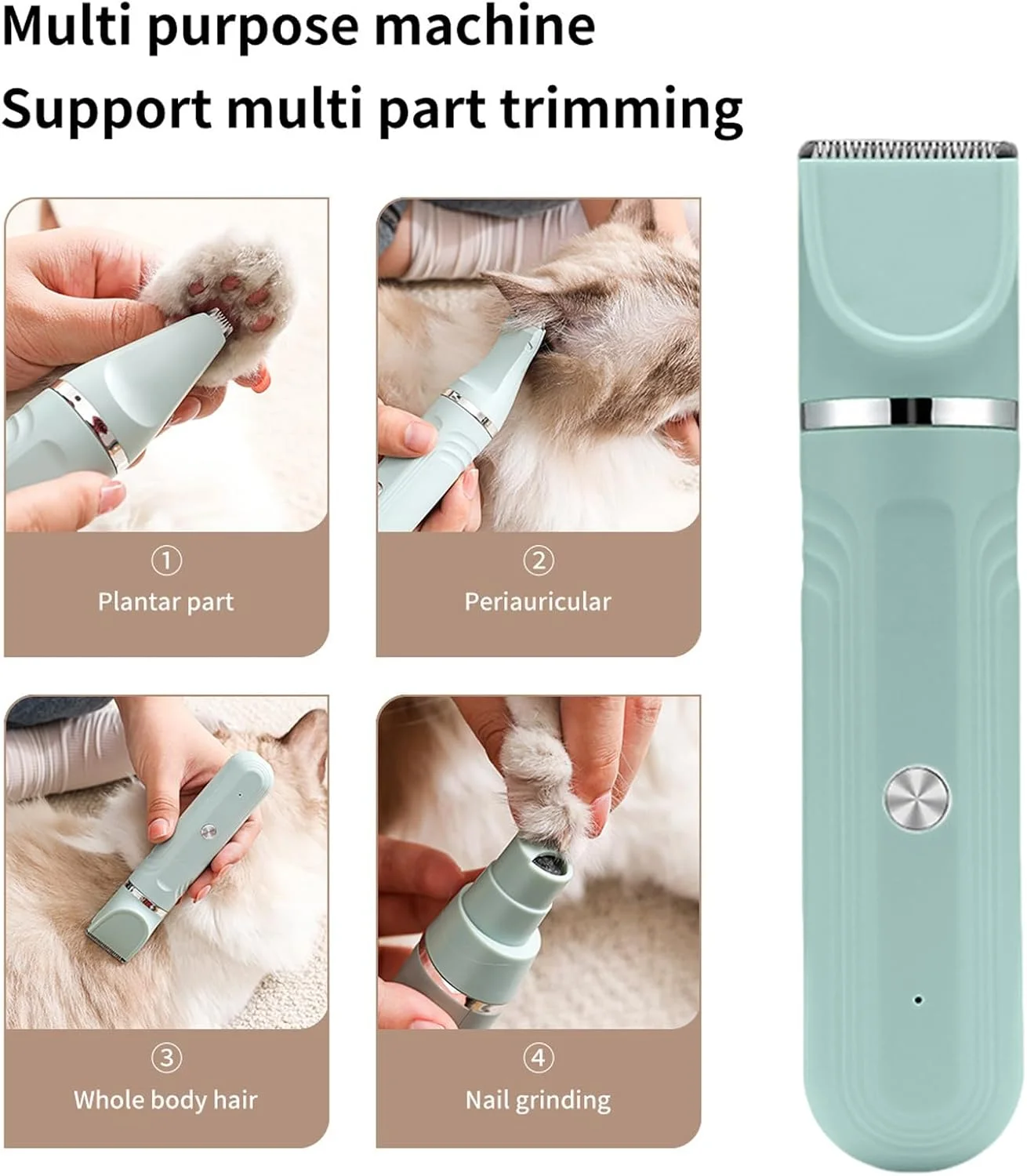 ست پیرایش سگ در خانه - ماشین اصلاح حیوانات خانگی 4 در 1 | قیچی برقی قابل تنظیم برای حمام توله سگ و گربه در محیط داخلی ست پیرایش سگ در خانه - ماشین اصلاح حیوانات خانگی 4 در 1 | قیچی برقی قابل تنظیم برای حمام توله سگ و گربه در محیط داخلی