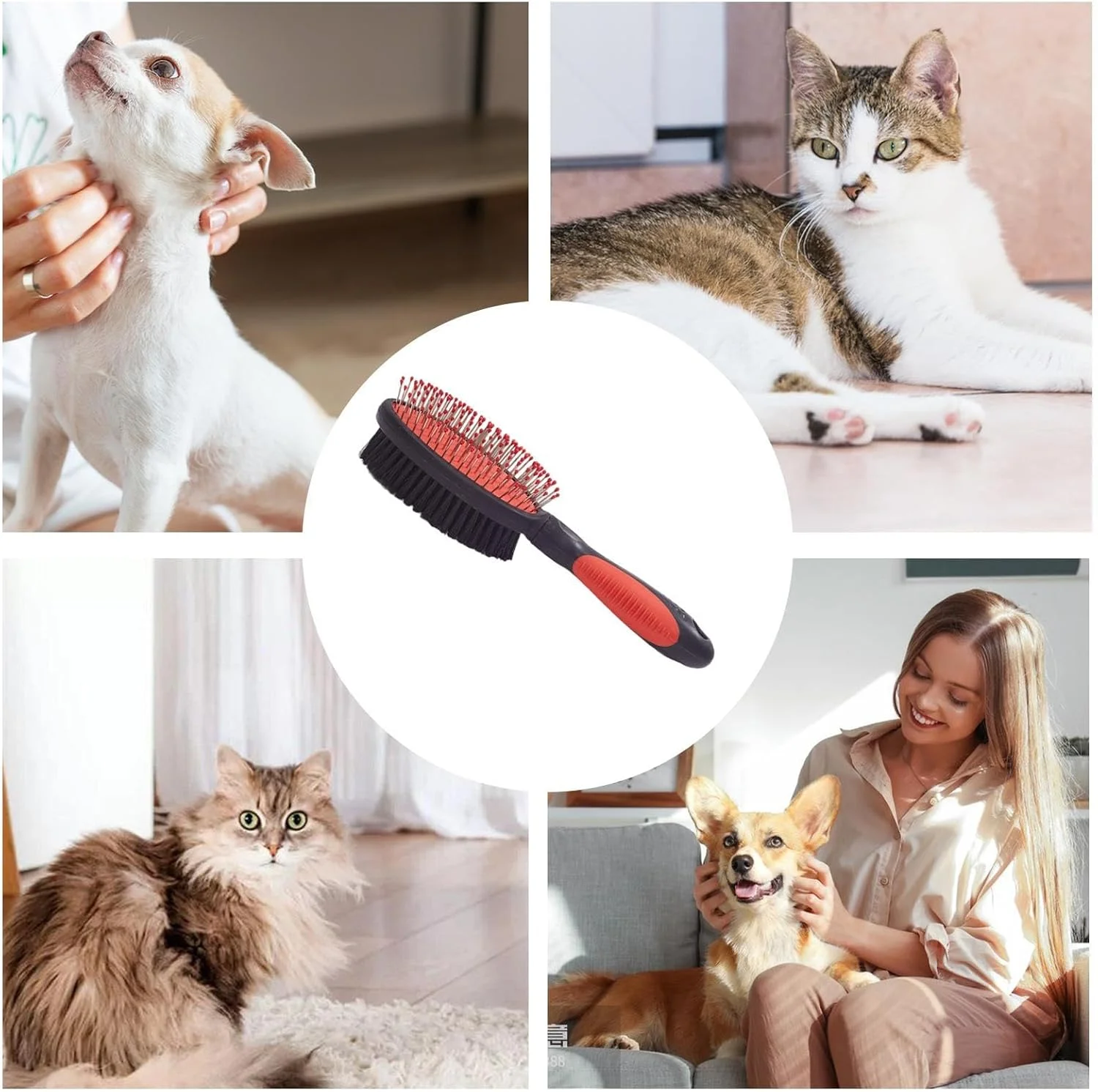 برس سگ برای ریزش مو، برس دو طرفه برای نظافت حیوانات خانگی - شانه قابل حمل برای باز کردن گره موی بچه گربه ها و توله سگ ها با موهای کوتاه و بلند، مناسب برای استفاده در منزل، سالن و حمام برس سگ برای ریزش مو، برس دو طرفه برای نظافت حیوانات خانگی - شانه قابل حمل برای باز کردن گره موی بچه گربه ها و توله سگ ها با موهای کوتاه و بلند، مناسب برای استفاده در منزل، سالن و حمام