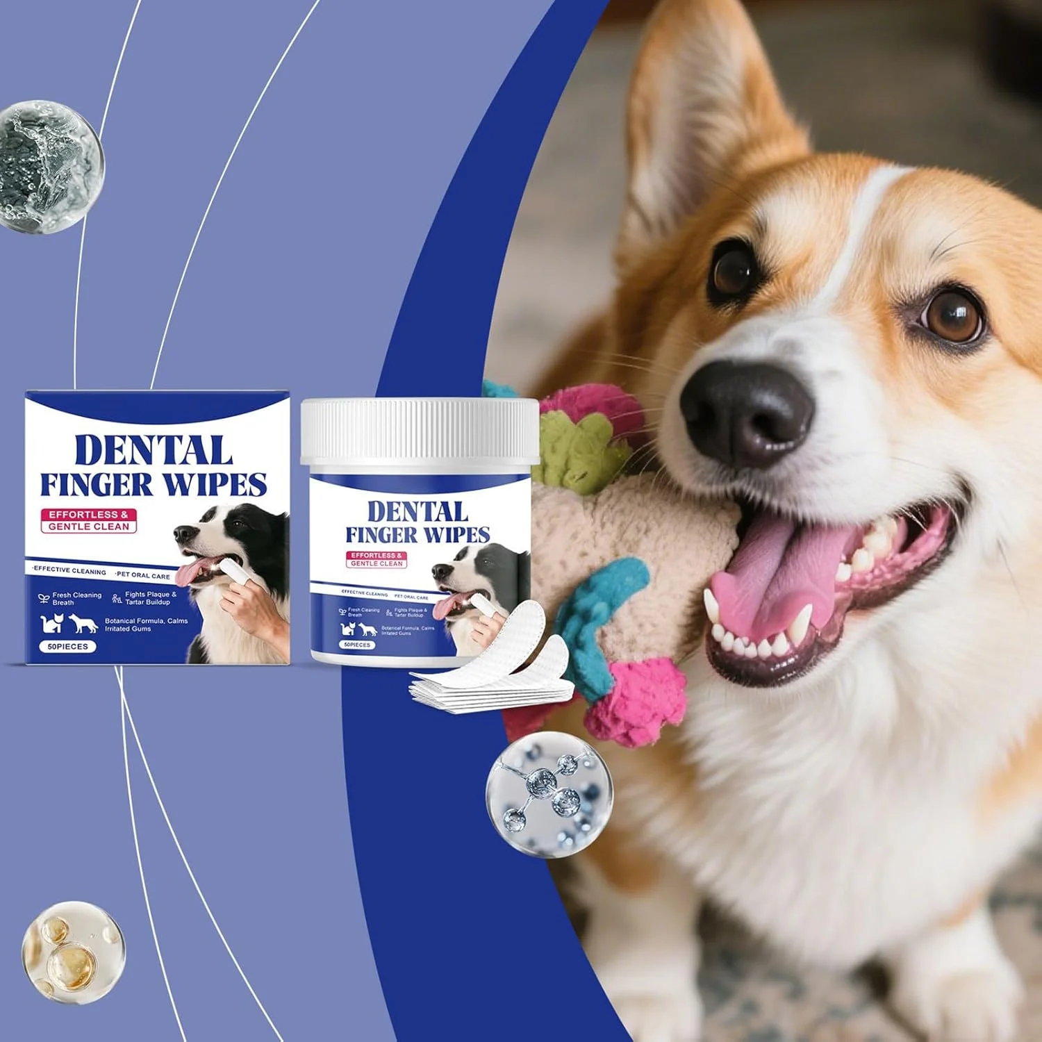 دستمال مرطوب تمیز کننده دندان سگ - ابزار نظافت حرفه ای 50 عددی، دستمال مرطوب انگشتی تمیز کننده دندان گربه | برای بهداشت و مراقبت از توله سگ، نظافت روزانه در سفر و داخل خانه دستمال مرطوب تمیز کننده دندان سگ - ابزار نظافت حرفه ای 50 عددی، دستمال مرطوب انگشتی تمیز کننده دندان گربه | برای بهداشت و مراقبت از توله سگ، نظافت روزانه در سفر و داخل خانه