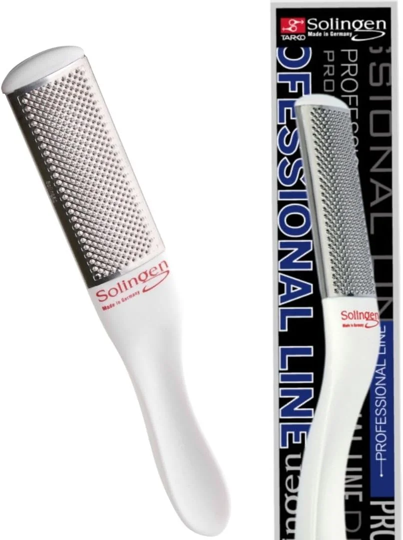 سوهان پا حرفه ای استیل ضد زنگ سولینگن | رنده پا | از بین برنده پینه پا، بهترین ابزار پدیکور برای از بین بردن پوست سفت | قابل استفاده بر روی پاهای خشک و مرطوب | ساخت آلمان