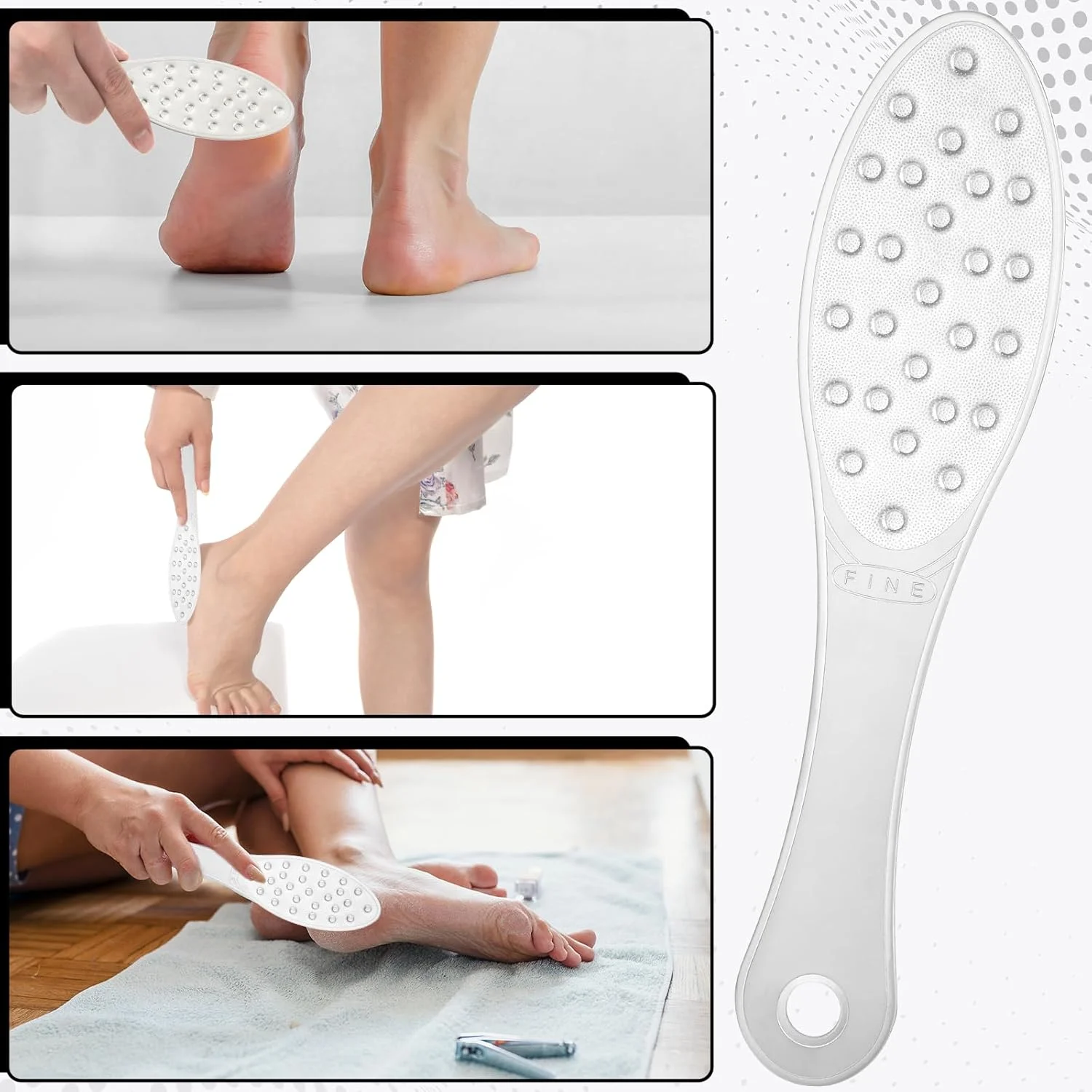 سوهان پا استیل ضد زنگ، رنده پای دو طرفه، ابزار از بین برنده پینه پا، اسکرابر پاشنه پا برای پوست خشک و مرطوب