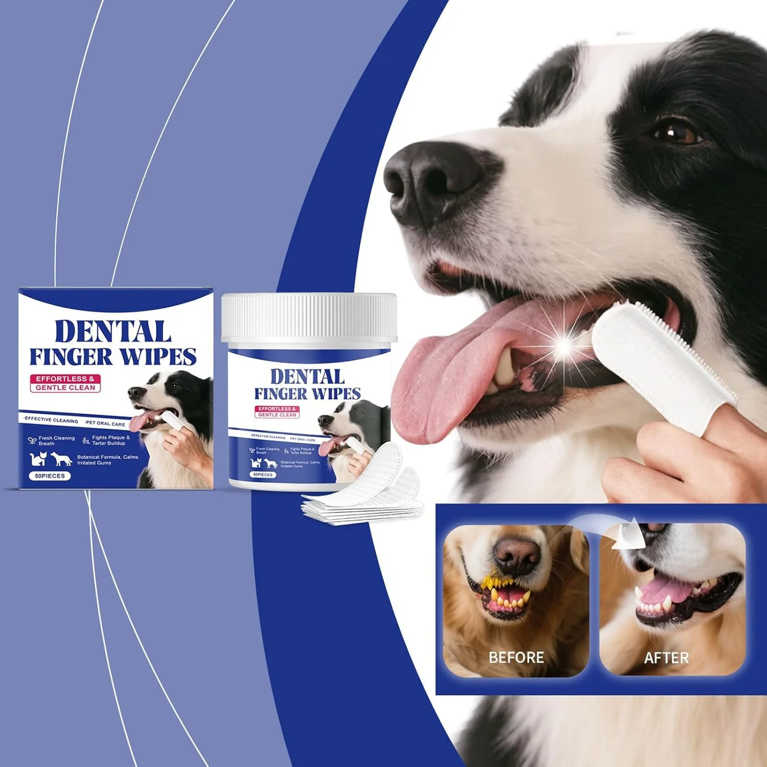 دستمال مرطوب تمیز کننده دندان سگ، 50 عددی، نظافت ملایم و سالم | خوشبو کننده دهان بچه گربه، تمیز کننده دندان | برای بهداشت و نظافت روزانه سگ و توله سگ، مسافرت و استفاده در منزل دستمال مرطوب تمیز کننده دندان سگ، 50 عددی، نظافت ملایم و سالم | خوشبو کننده دهان بچه گربه، تمیز کننده دندان | برای بهداشت و نظافت روزانه سگ و توله سگ، مسافرت و استفاده در منزل