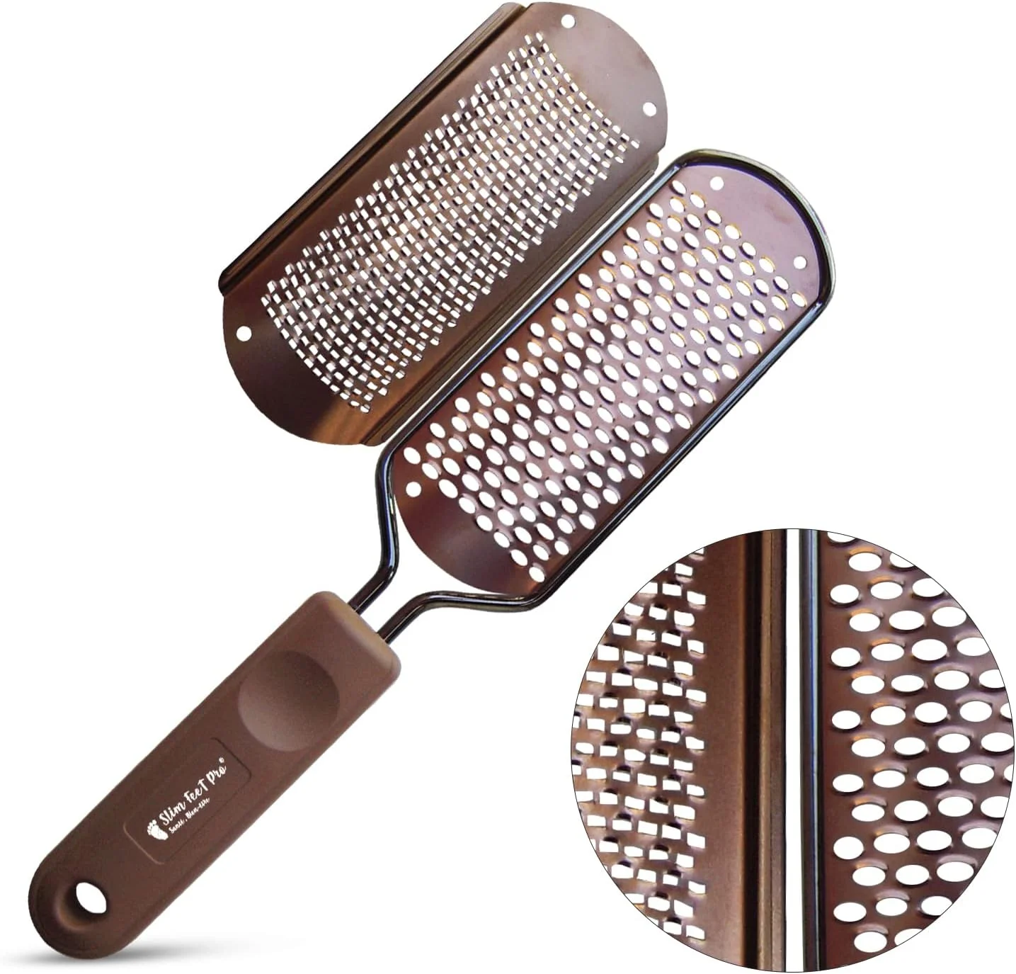 سوهان پا حرفه ای استیل ضد زنگ Slim Feet PRO برای از بین بردن پینه، شاخک، پوست مرده، خشکی و ترک پا بدون زحمت، سوهان دو طرفه مراقبت از پا